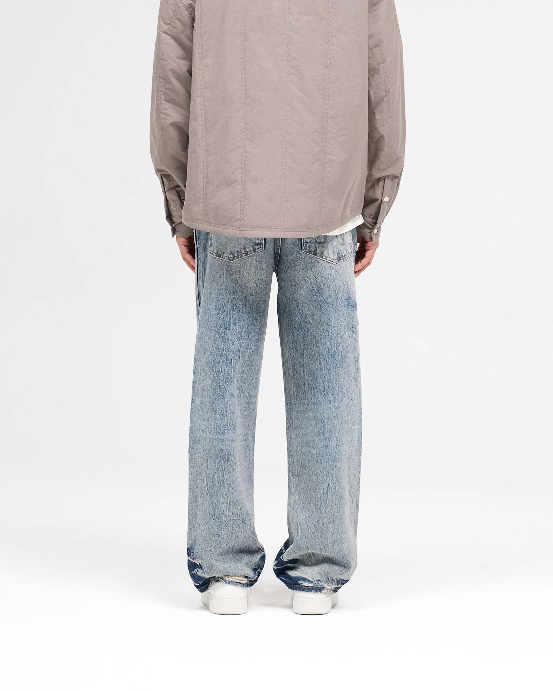 R3 Distressed Baggy Denim - Blue Cream - Image 4