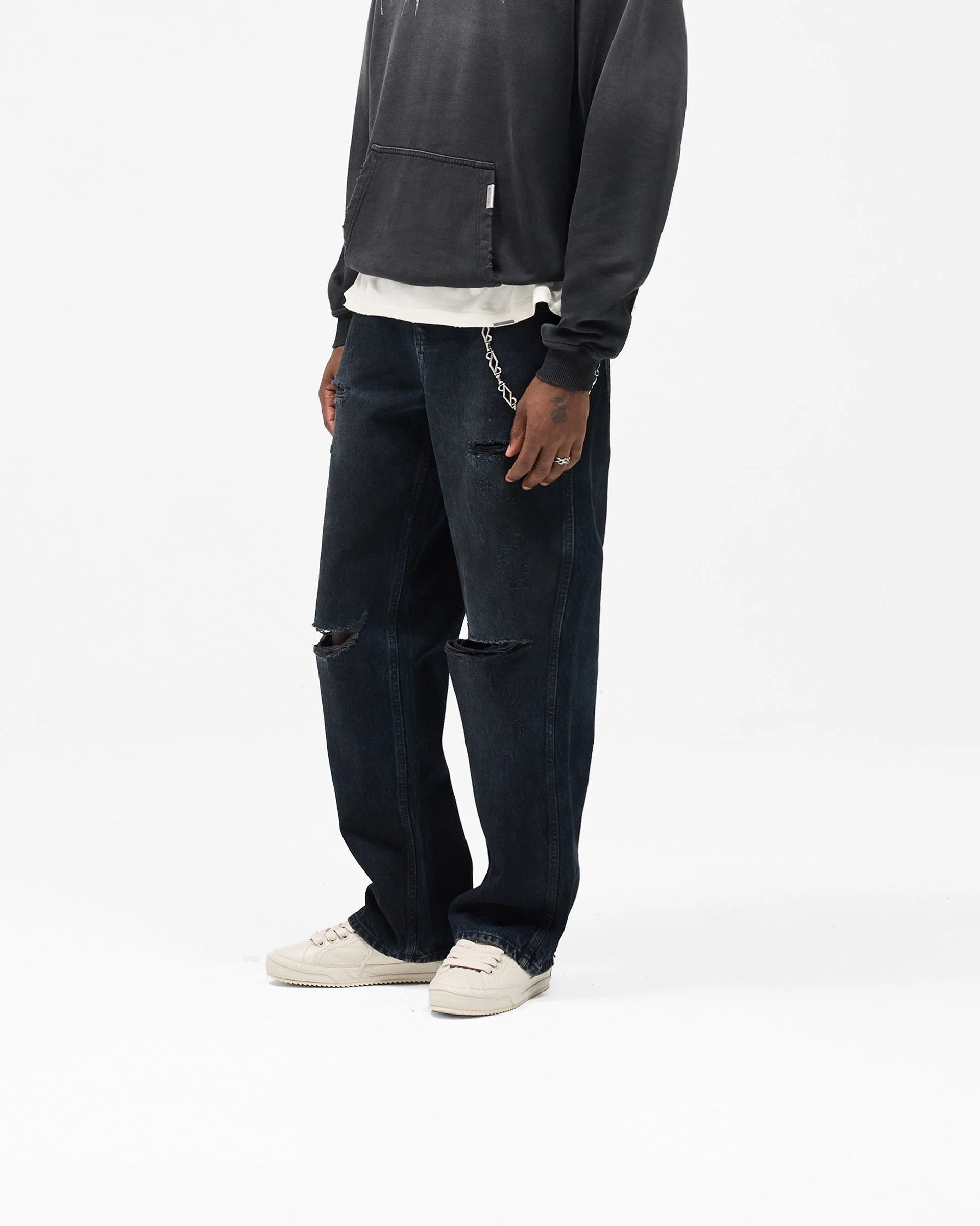 R3 Distressed Baggy Denim - Petrol - Image 2