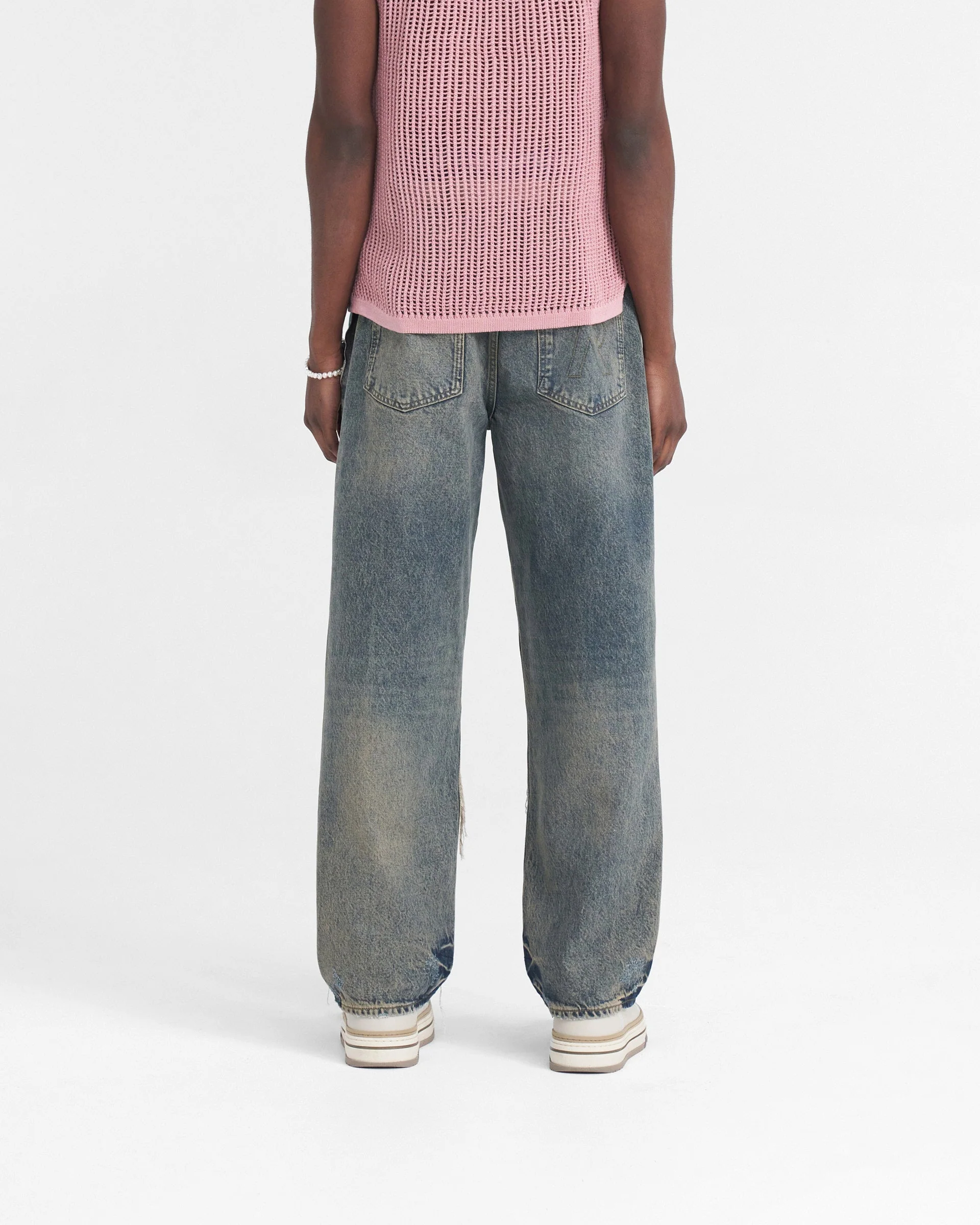 R3D Double Destroyer Baggy Denim - Blue Cream - Image 5
