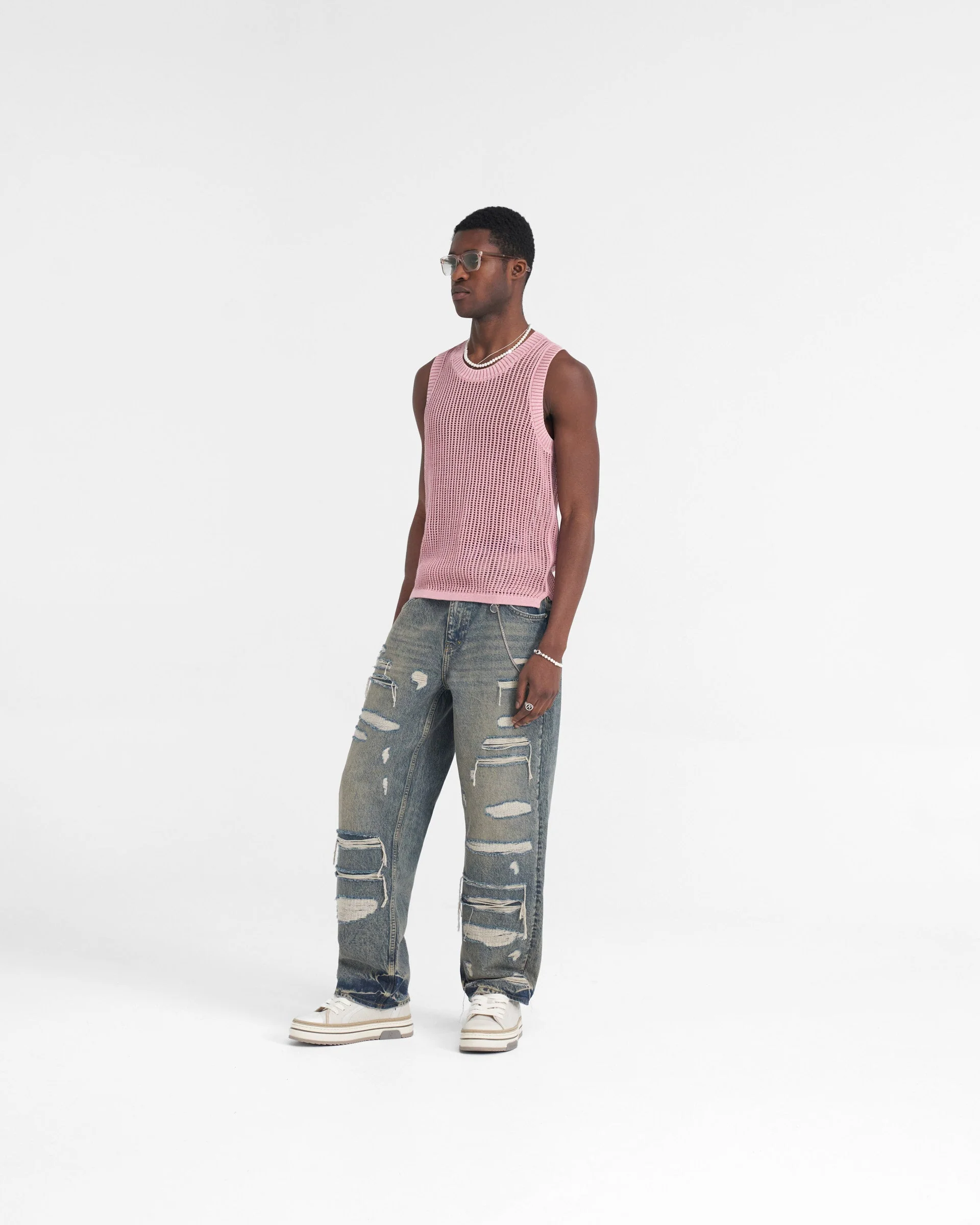 R3D Double Destroyer Baggy Denim - Blue Cream - Image 8