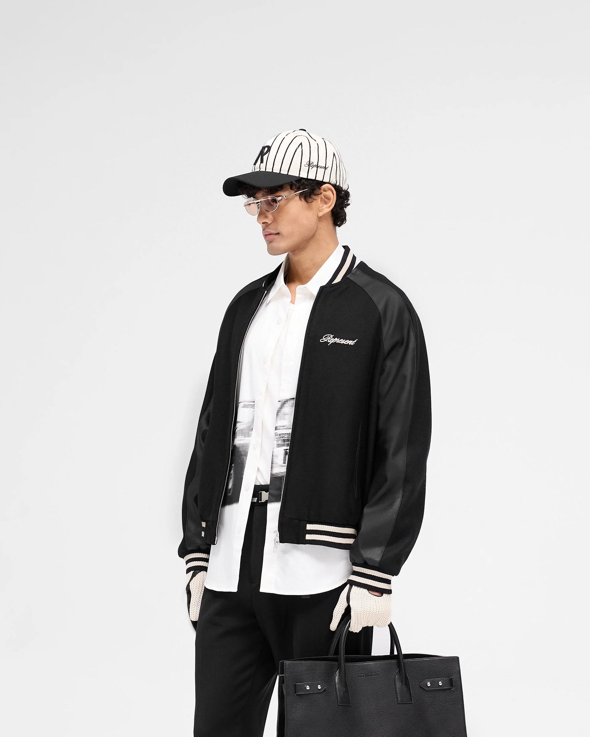 Raglan Varsity Jacket - Black - Image 2