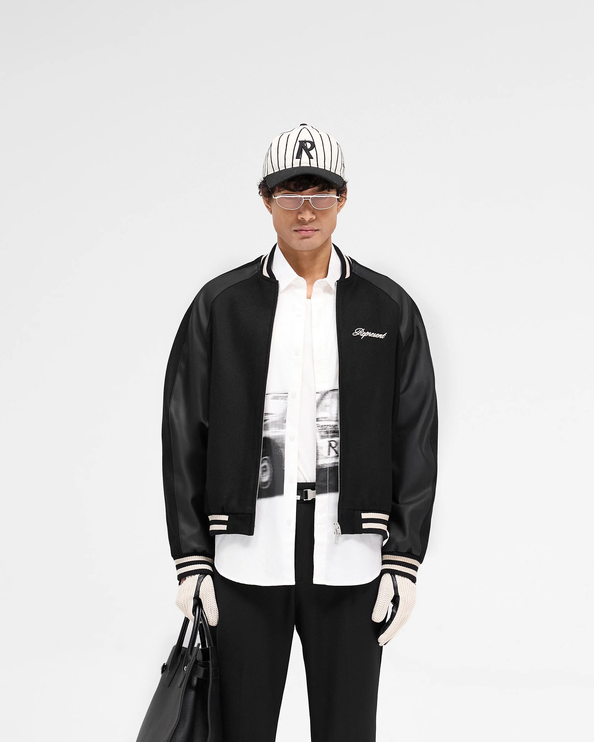Raglan Varsity Jacket - Black - Image 3