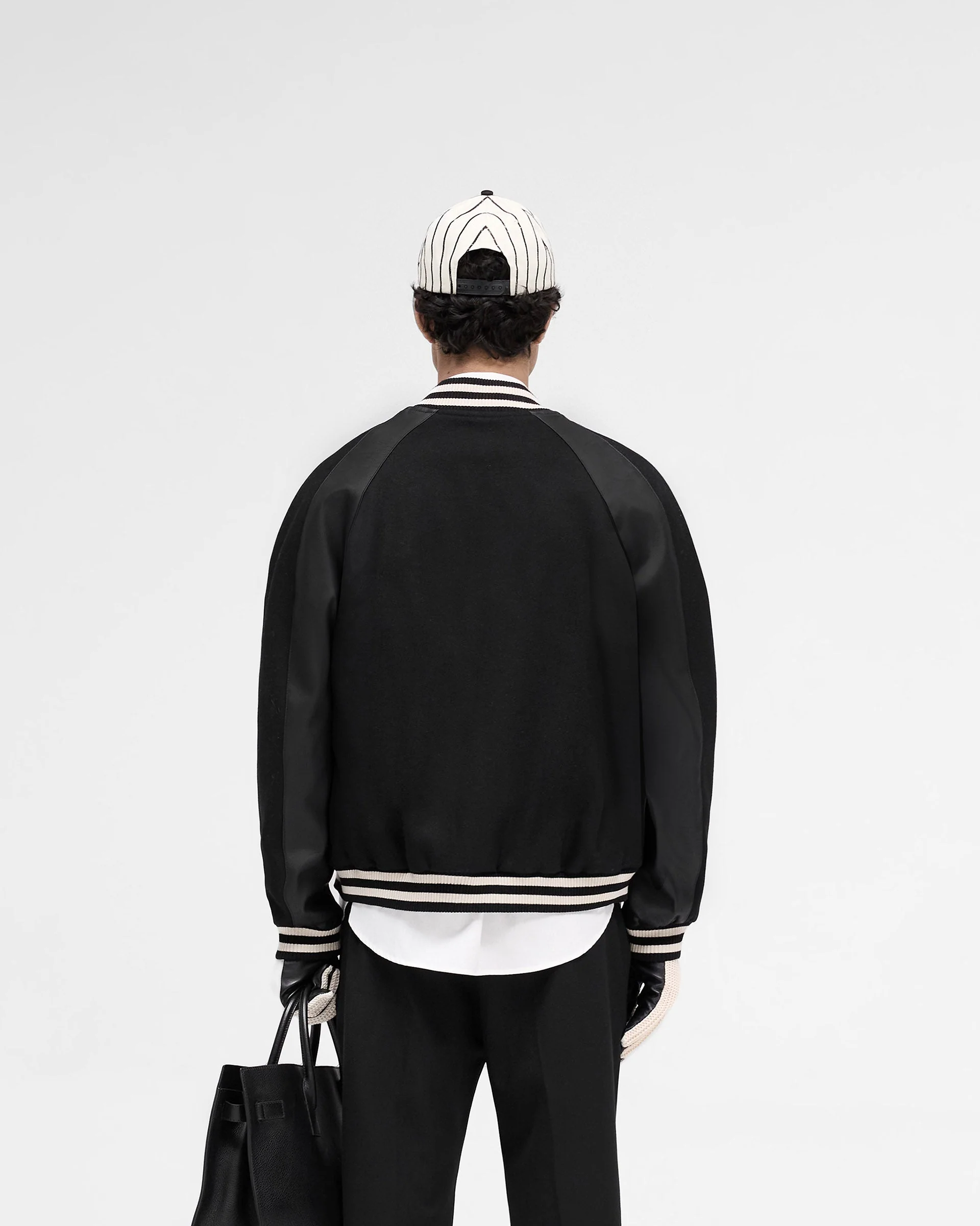 Raglan Varsity Jacket - Black - Image 4