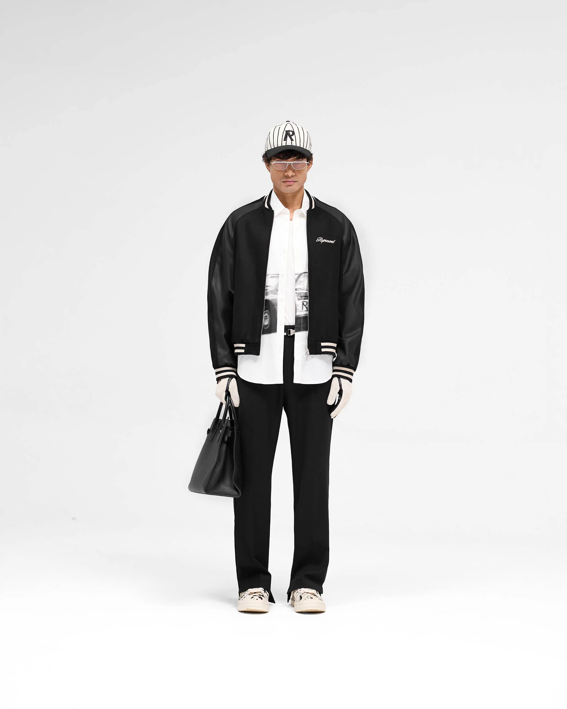 Raglan Varsity Jacket - Black - Image 5