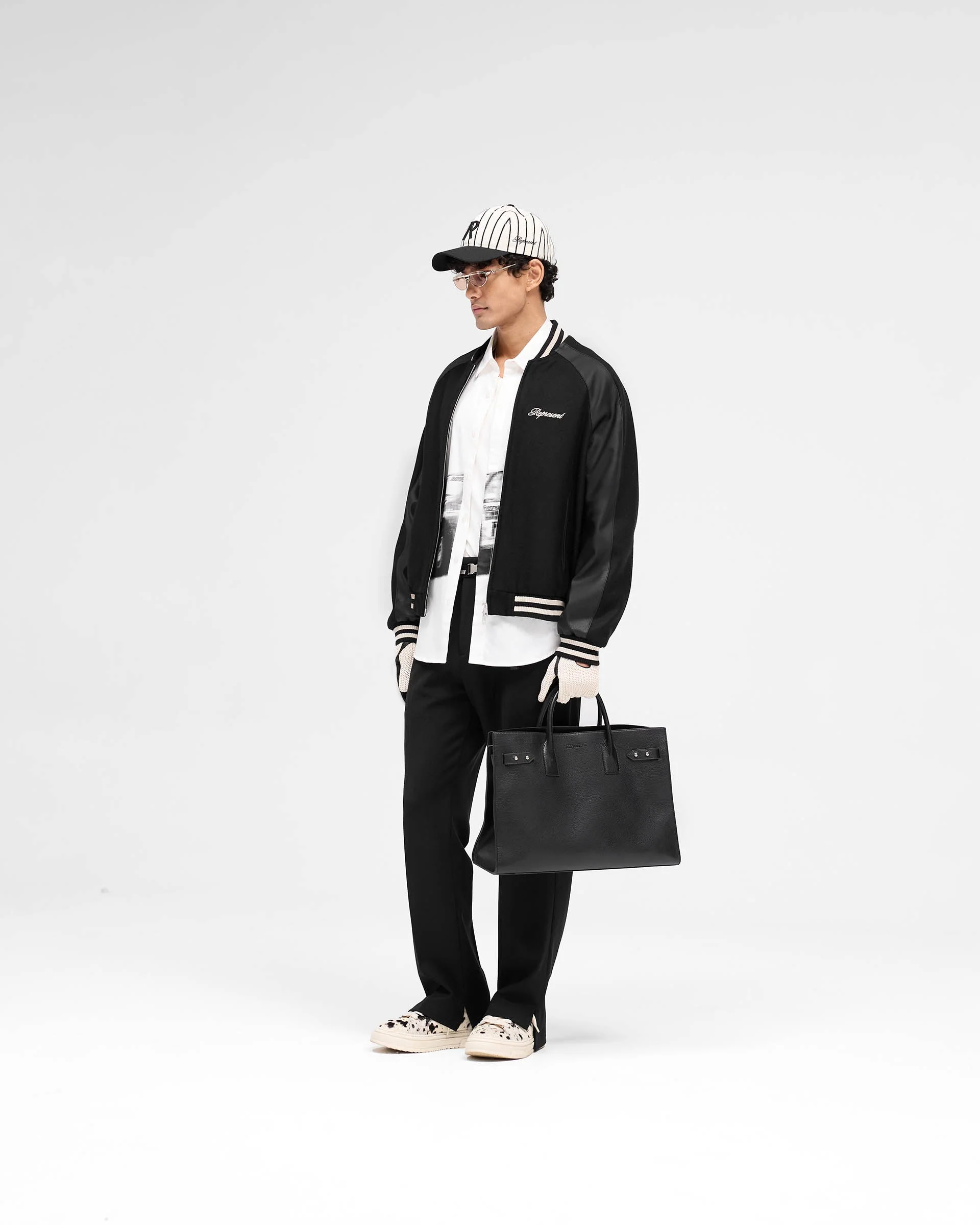 Raglan Varsity Jacket - Black - Image 6