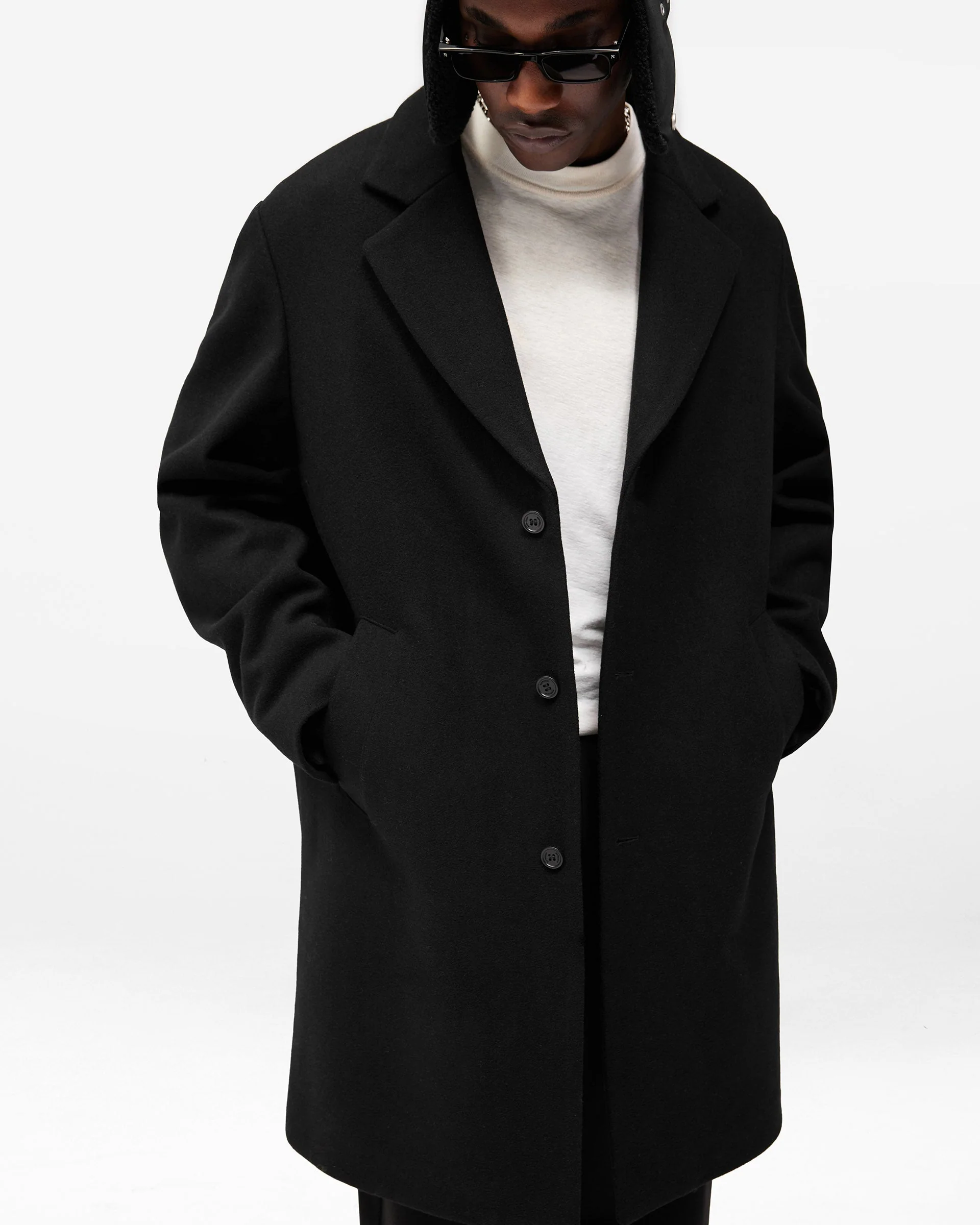 Relaxed Overcoat - Jet Black - Image 8