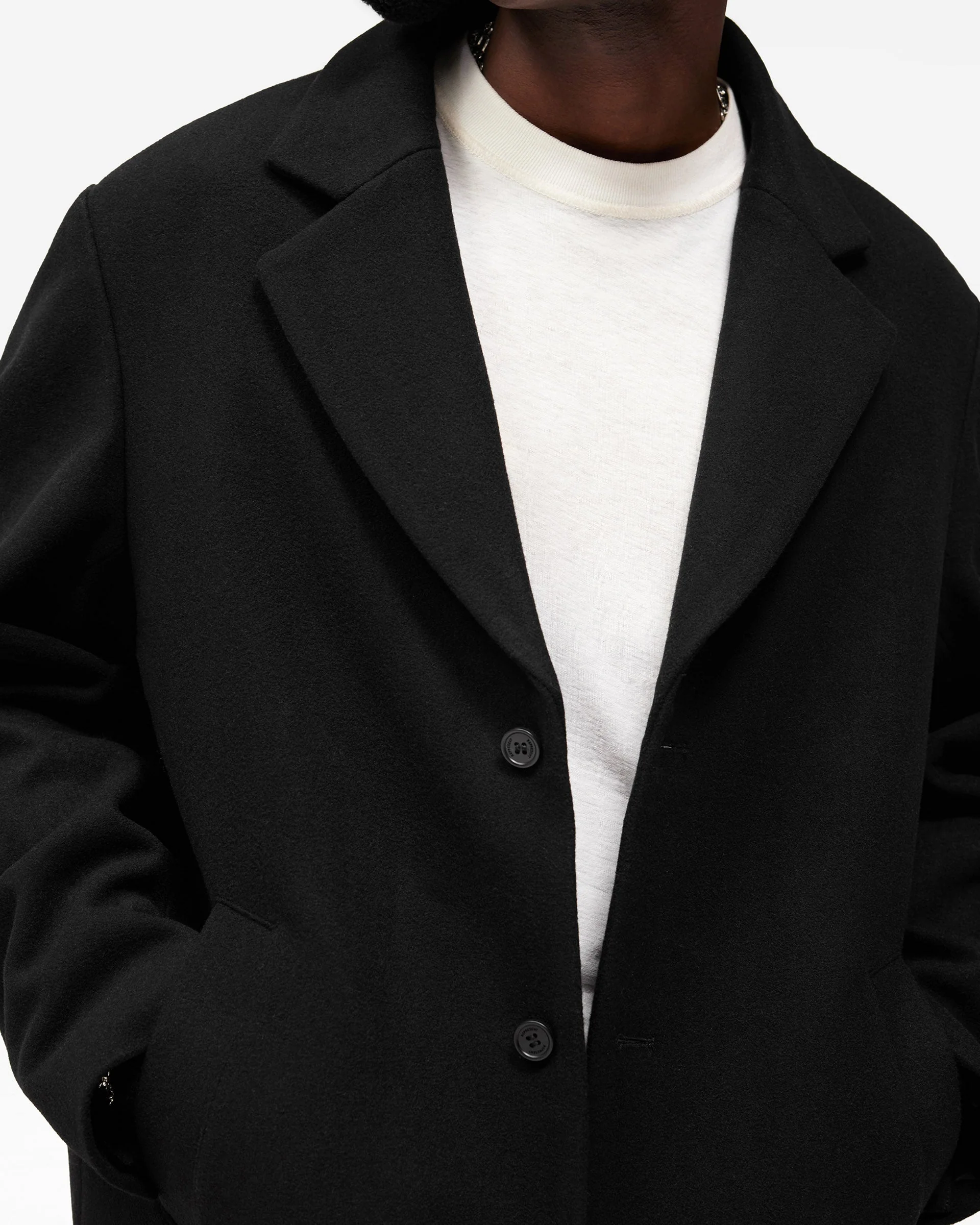 Relaxed Overcoat - Jet Black - Image 9