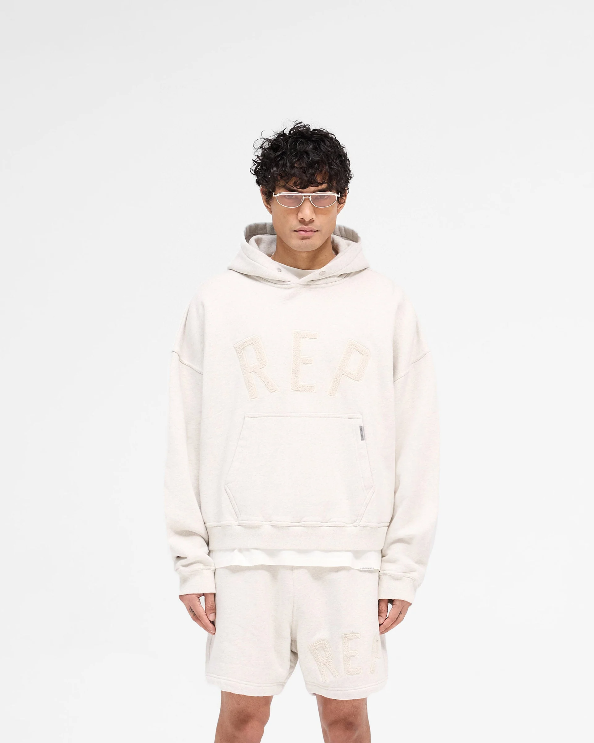 Rep Applique Hoodie - Cream Marl - Image 3