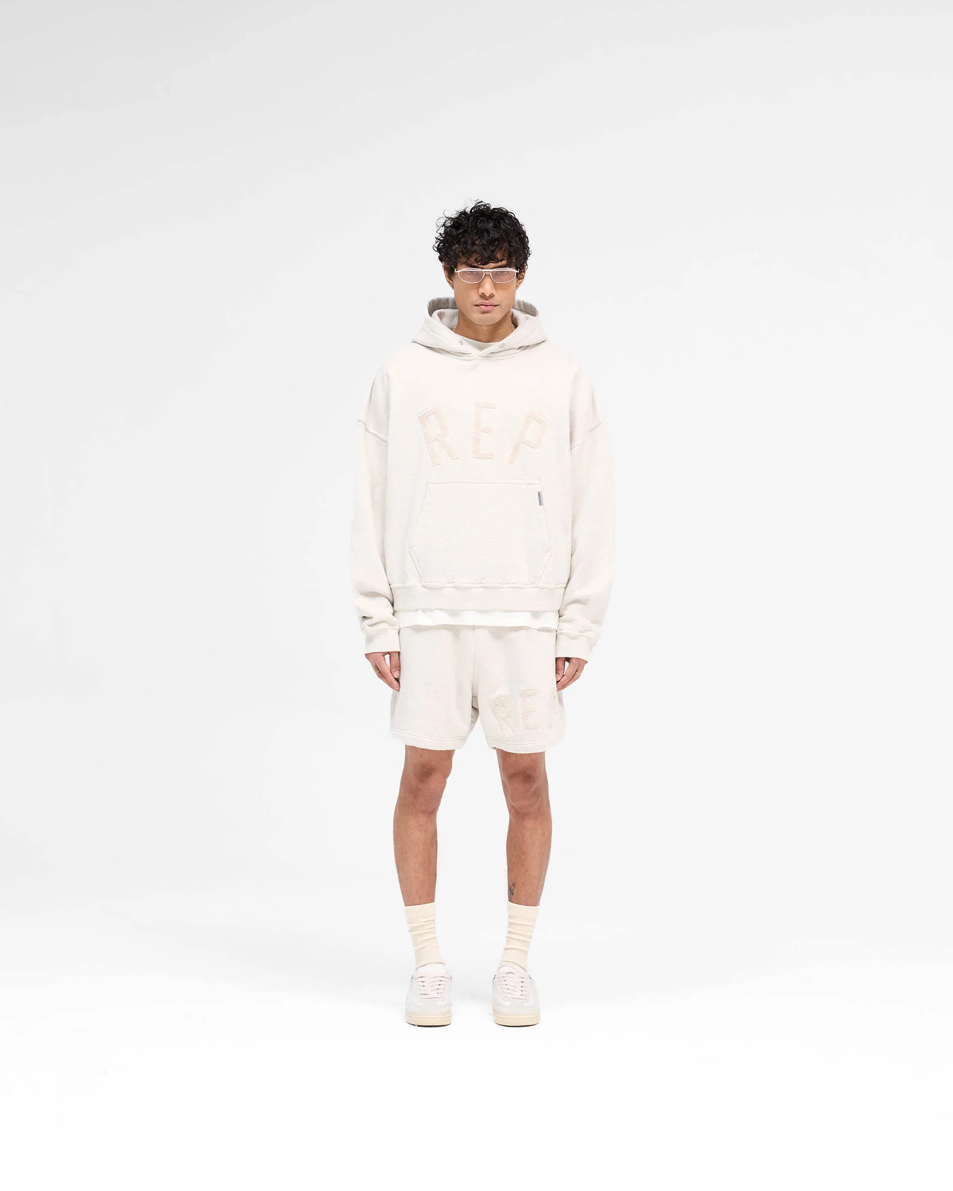 Rep Applique Hoodie - Cream Marl - Image 5