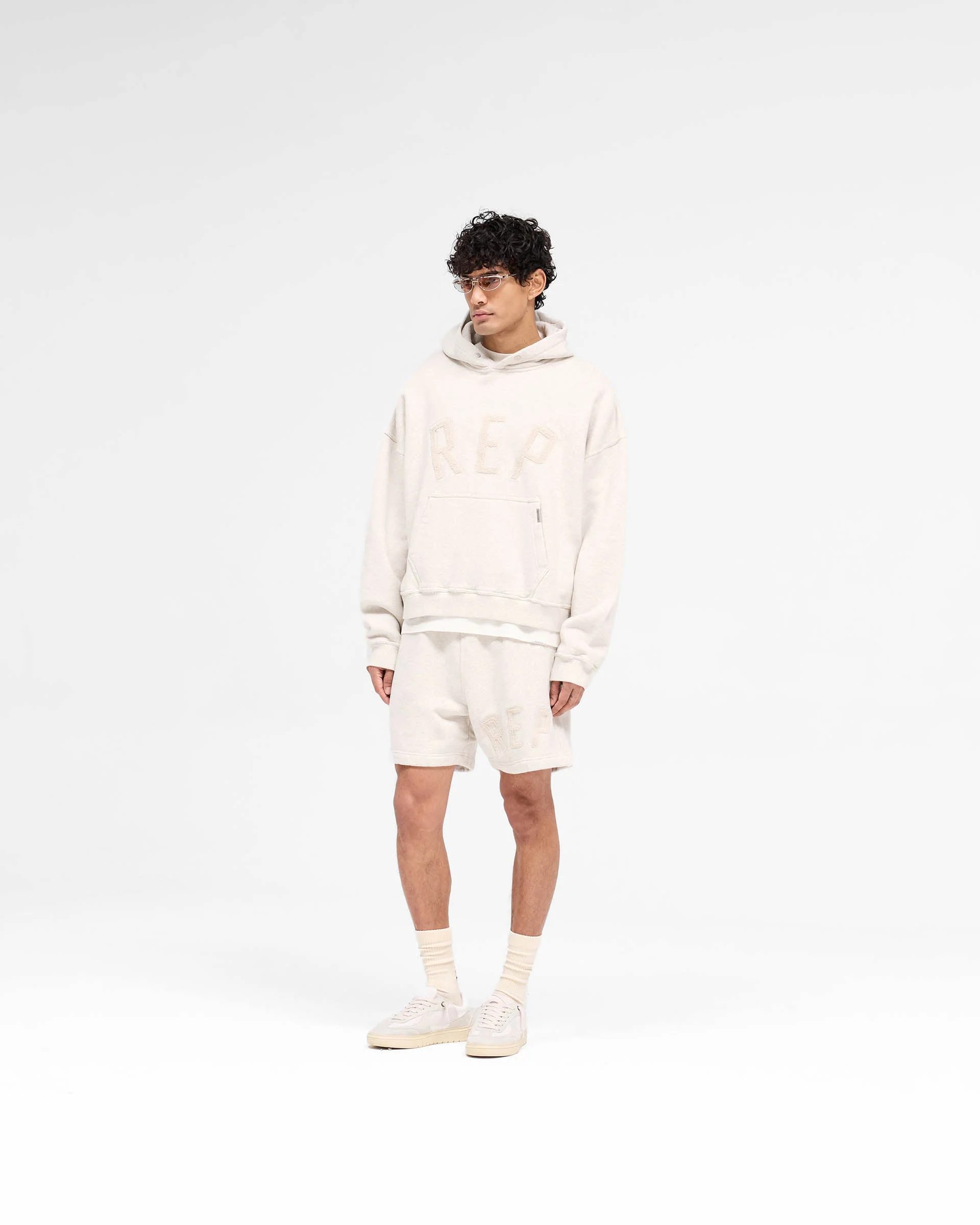 Rep Applique Hoodie - Cream Marl - Image 6