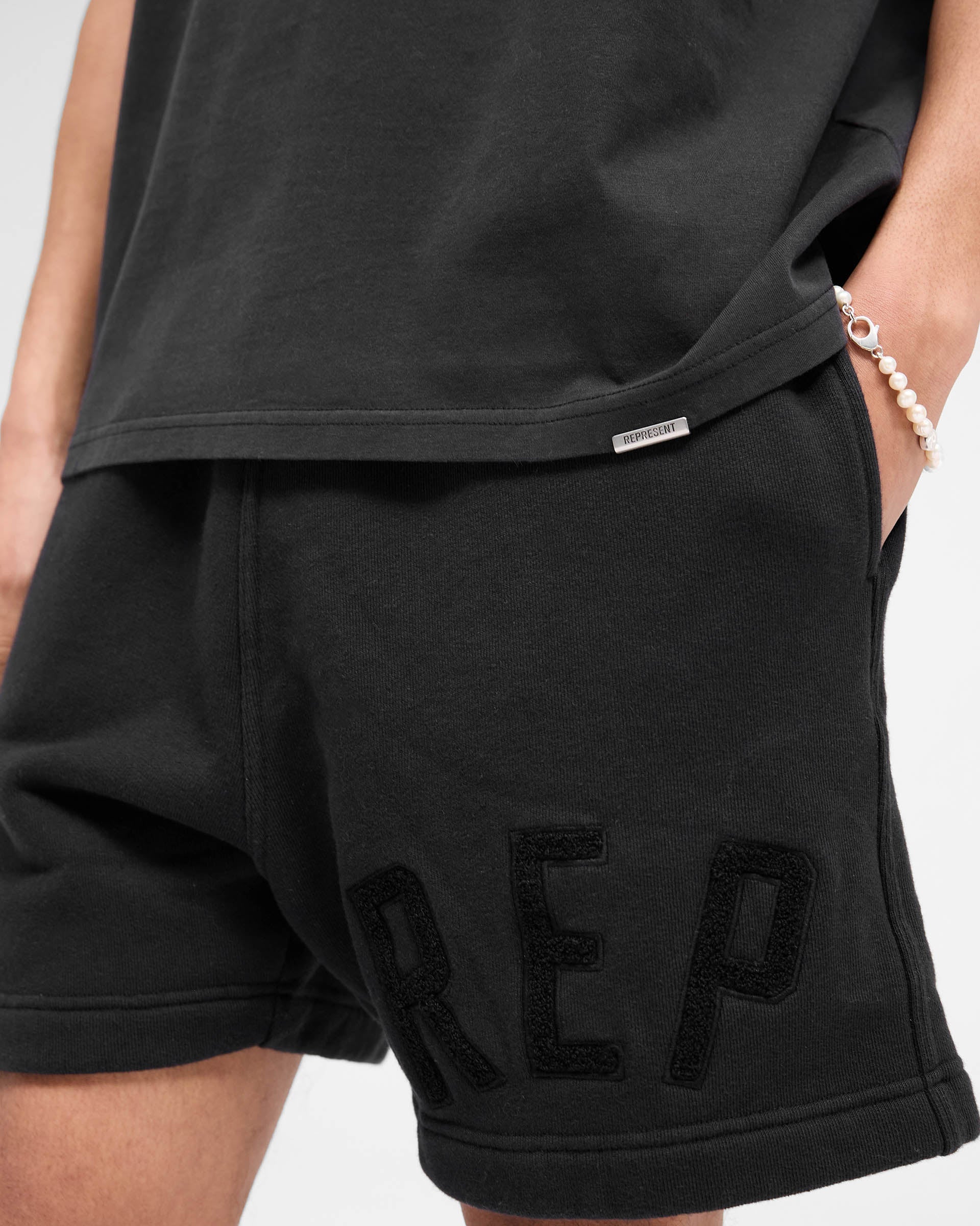 Rep Applique Shorts - Off Black - Image 5