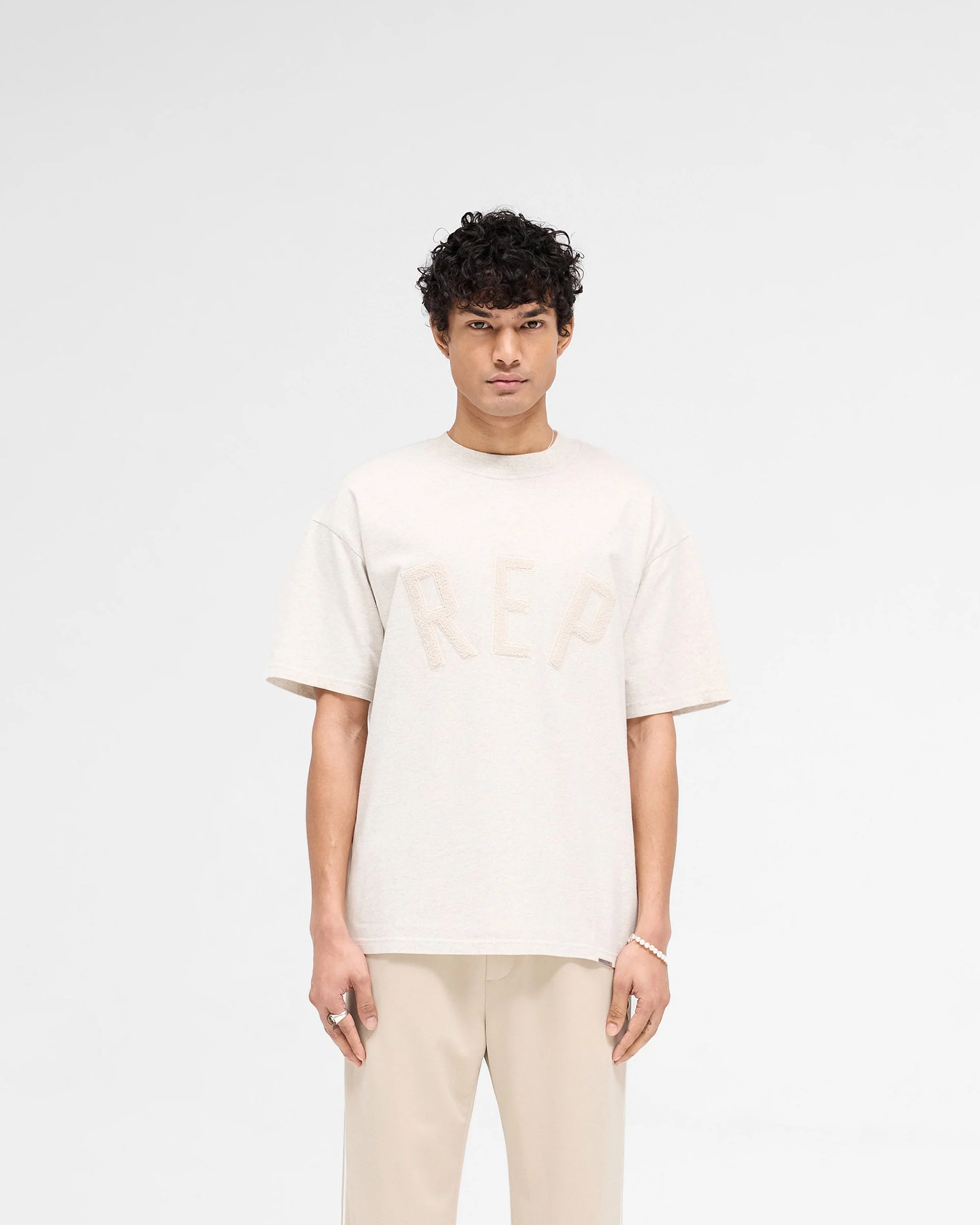 Rep Applique T-Shirt - Cream Marl - Image 2