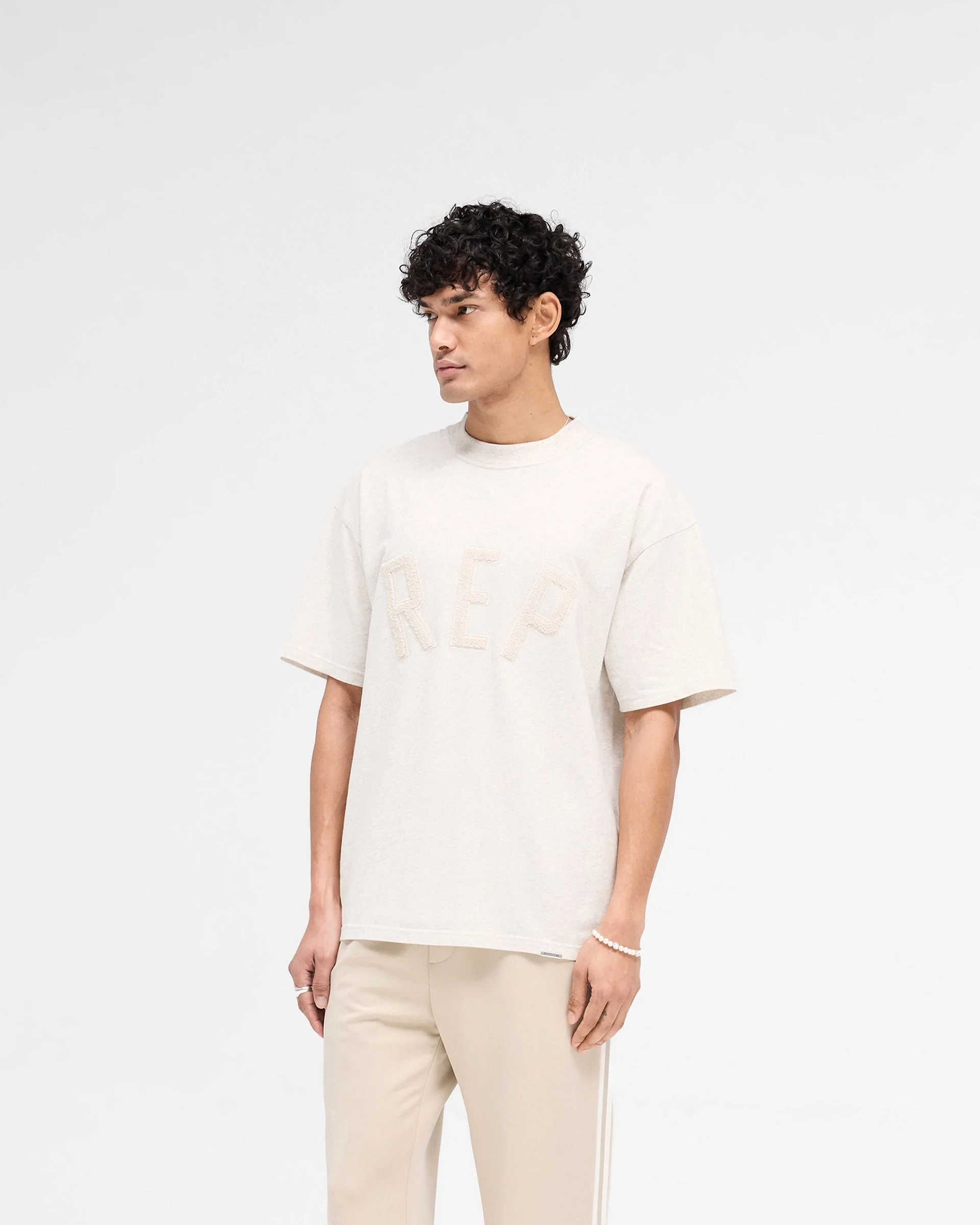 Rep Applique T-Shirt - Cream Marl - Image 3