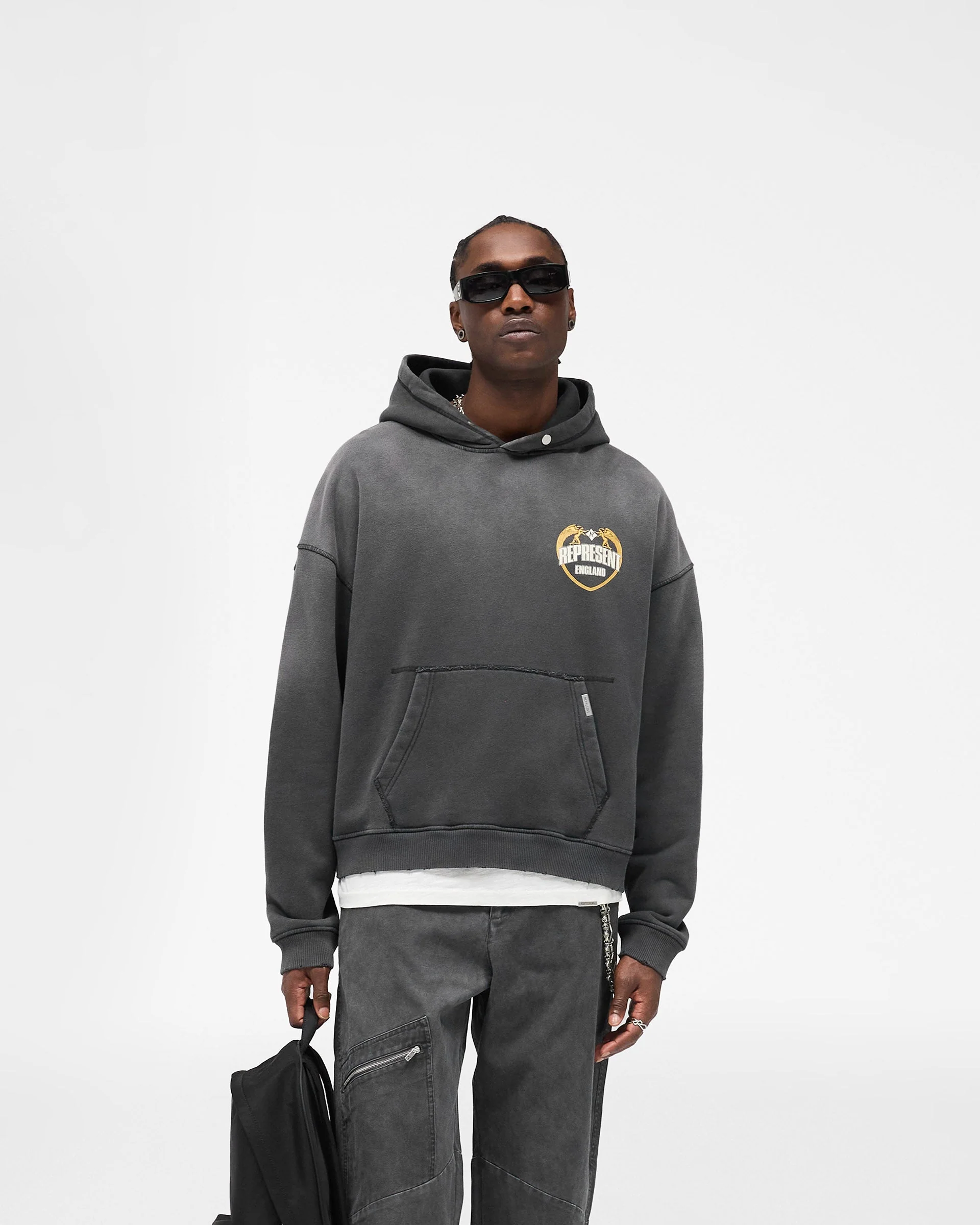 Represent Angel Border Hoodie - Stained Black - Image 3