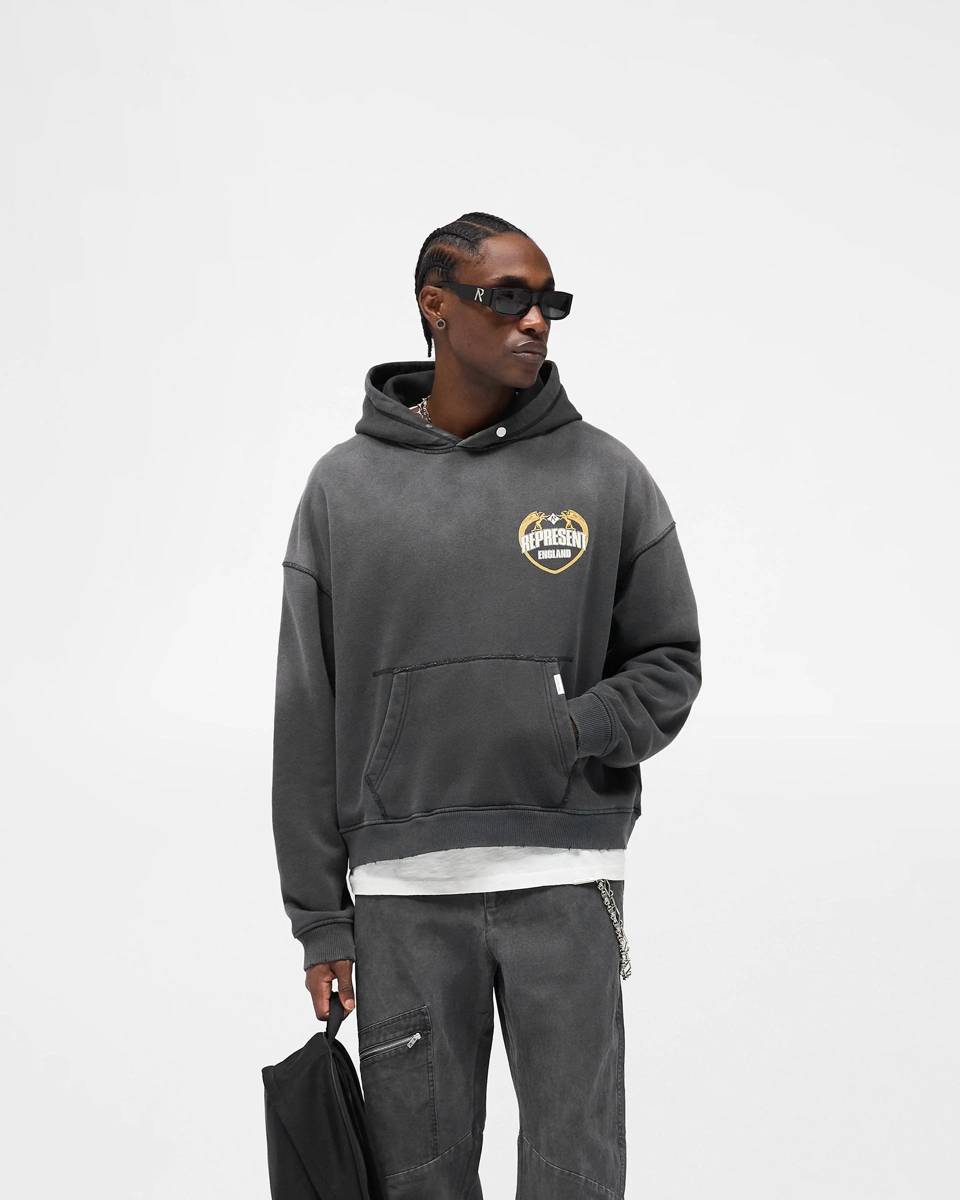 Represent Angel Border Hoodie - Stained Black - Image 5