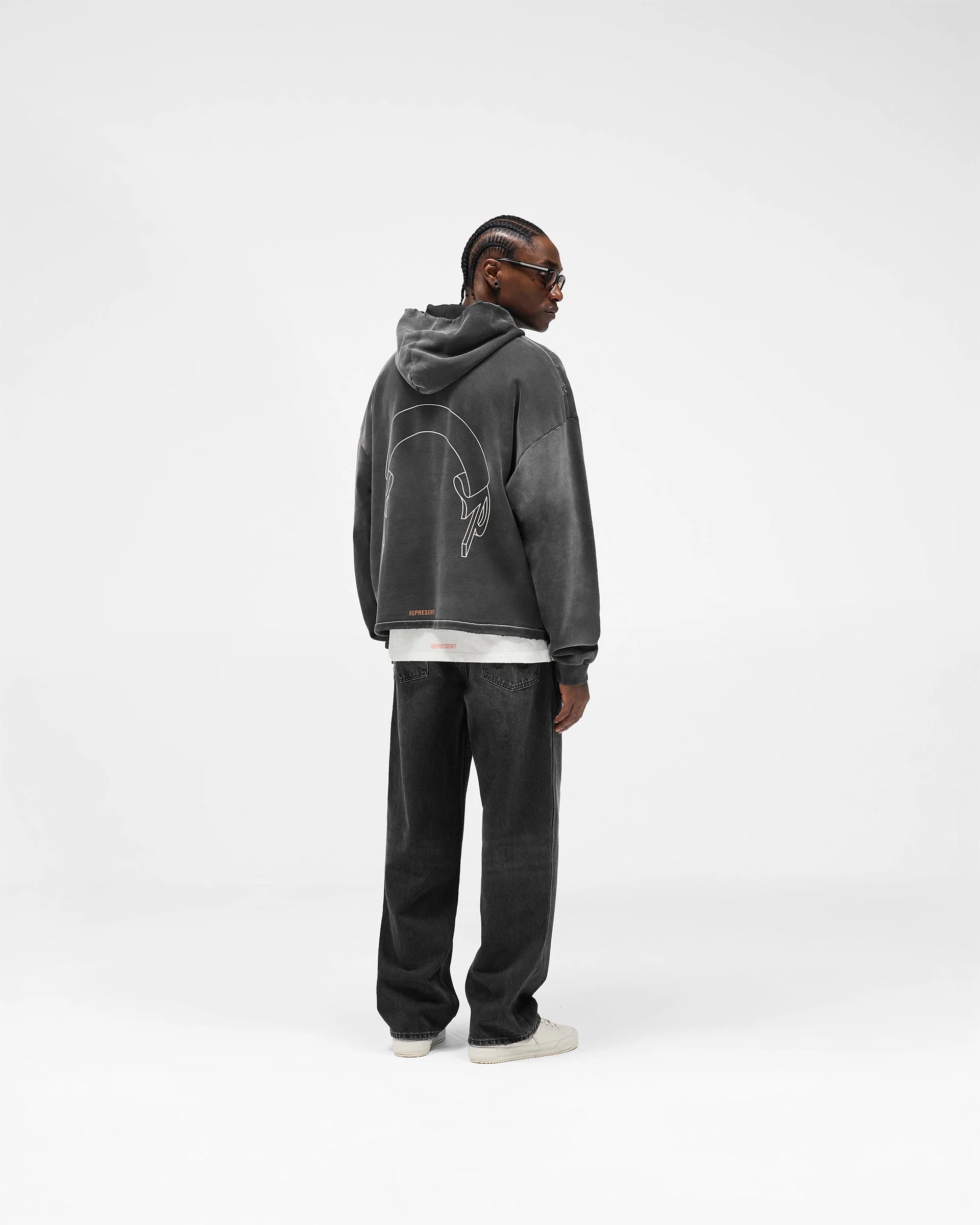 Represent Banner Hoodie - Stained Black - Image 10
