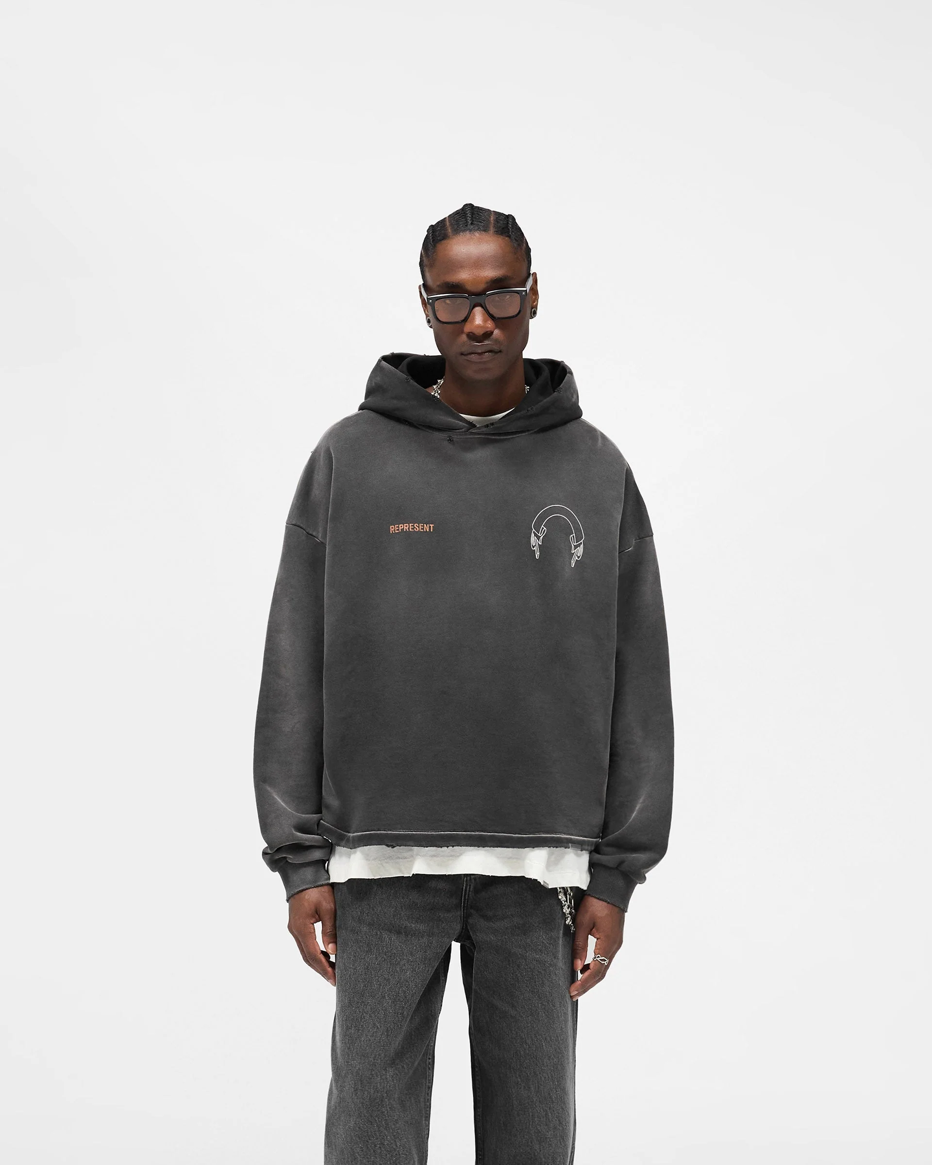 Represent Banner Hoodie - Stained Black - Image 3