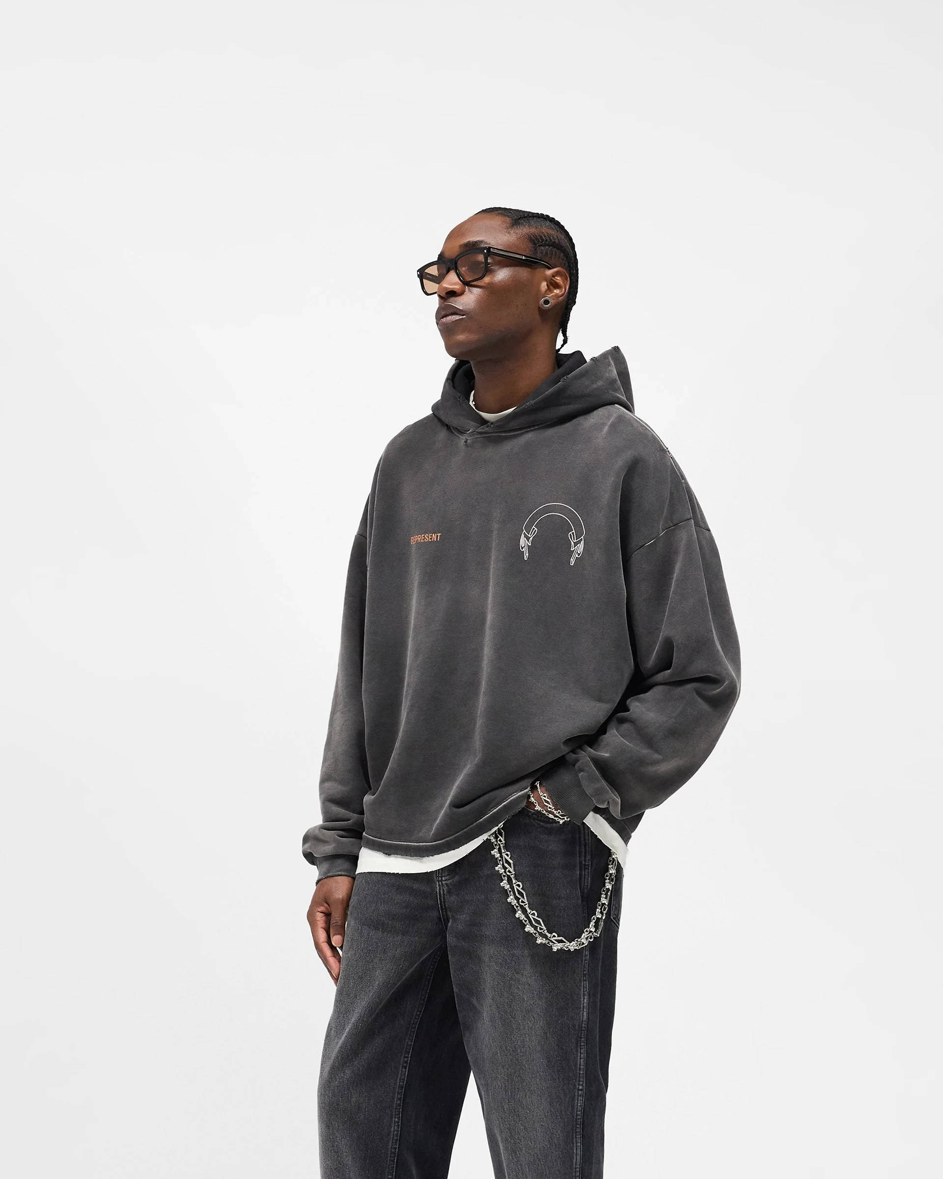 Represent Banner Hoodie - Stained Black - Image 5