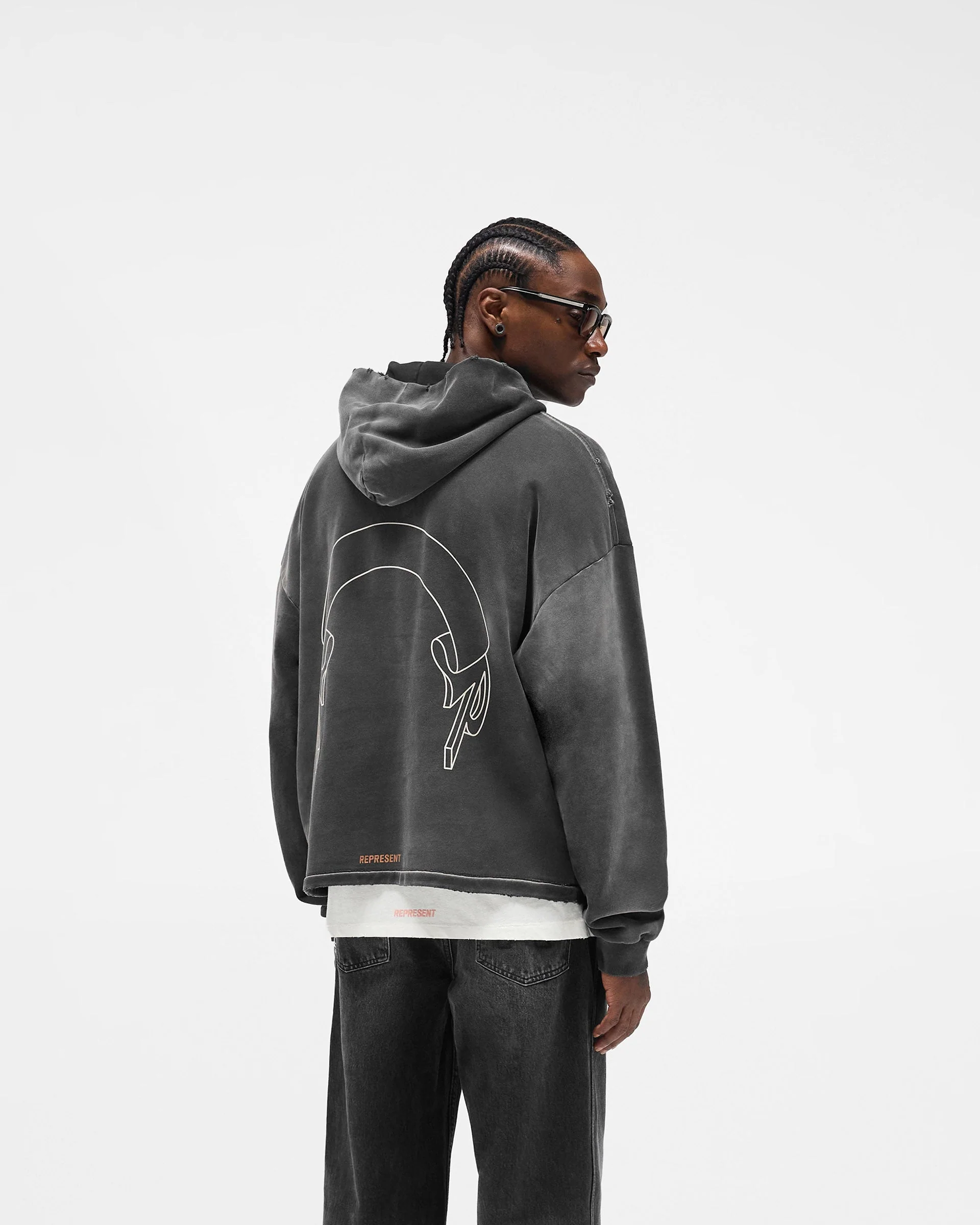 Represent Banner Hoodie - Stained Black - Image 6