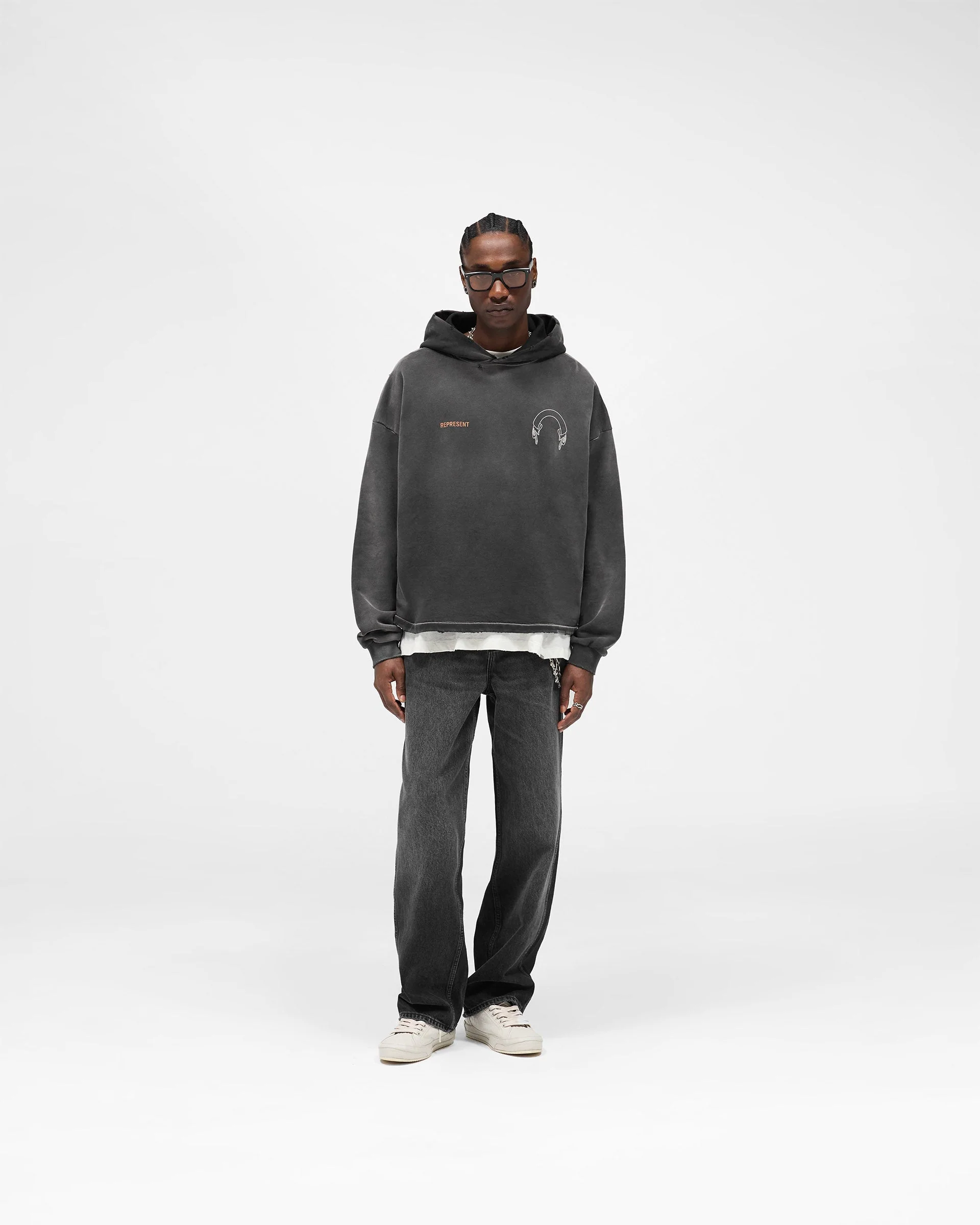 Represent Banner Hoodie - Stained Black - Image 7