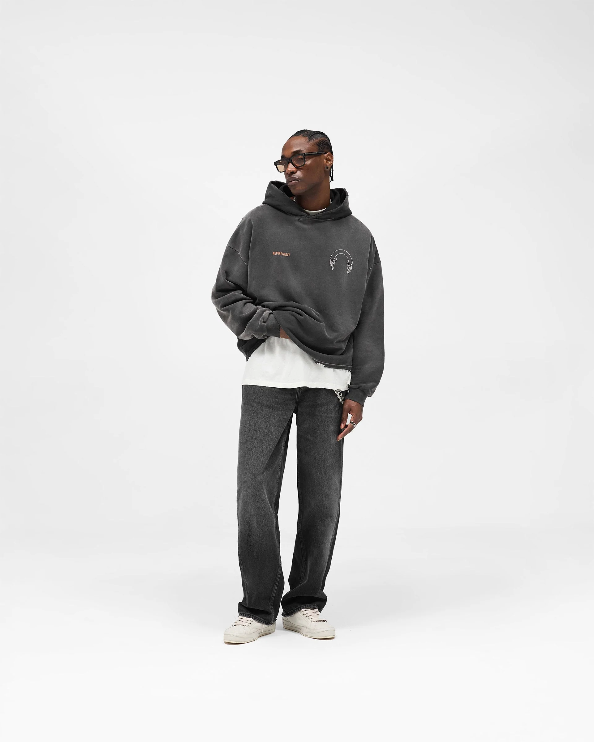 Represent Banner Hoodie - Stained Black - Image 8