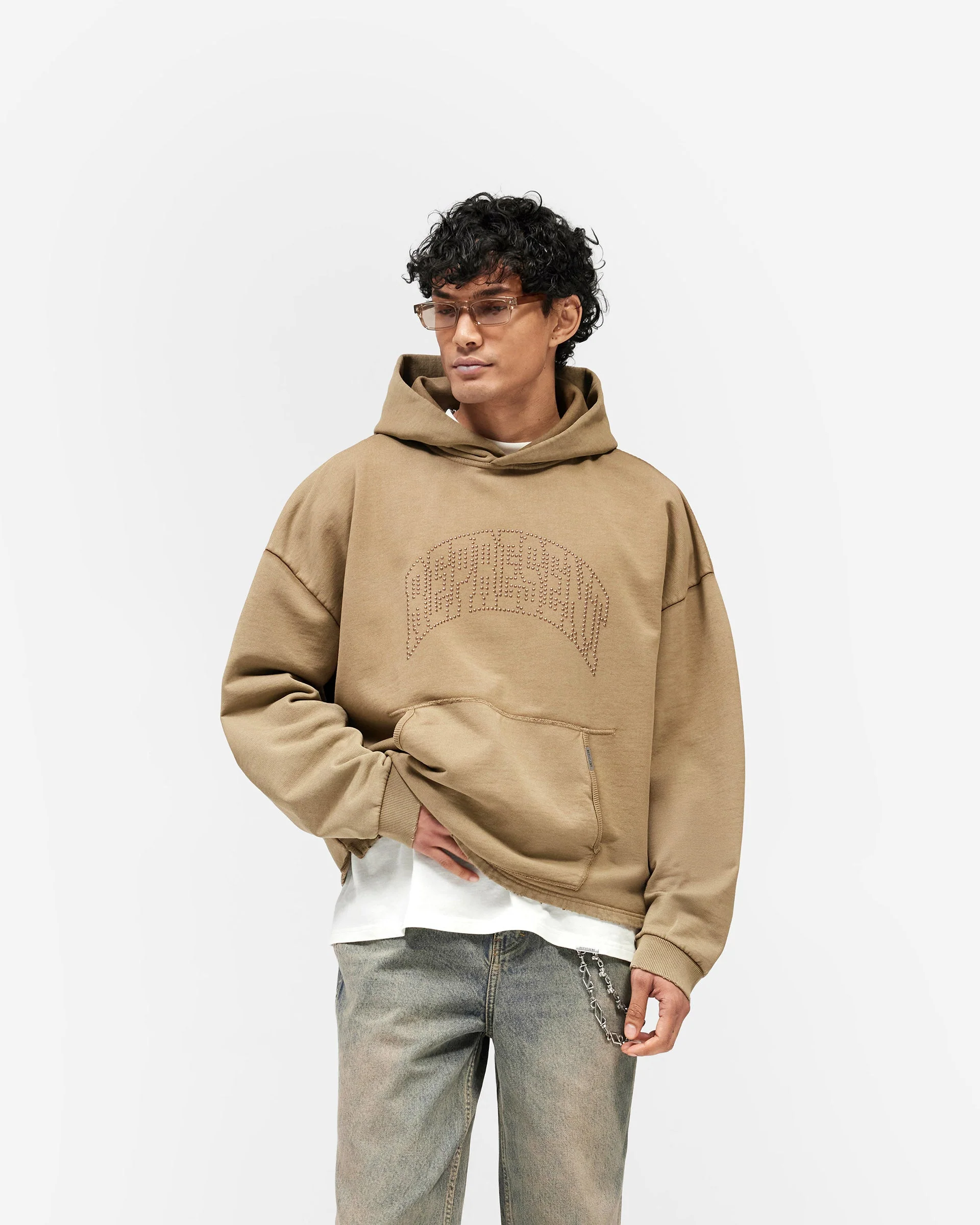 Represent Embellished Hoodie - Vintage Khaki - Image 3