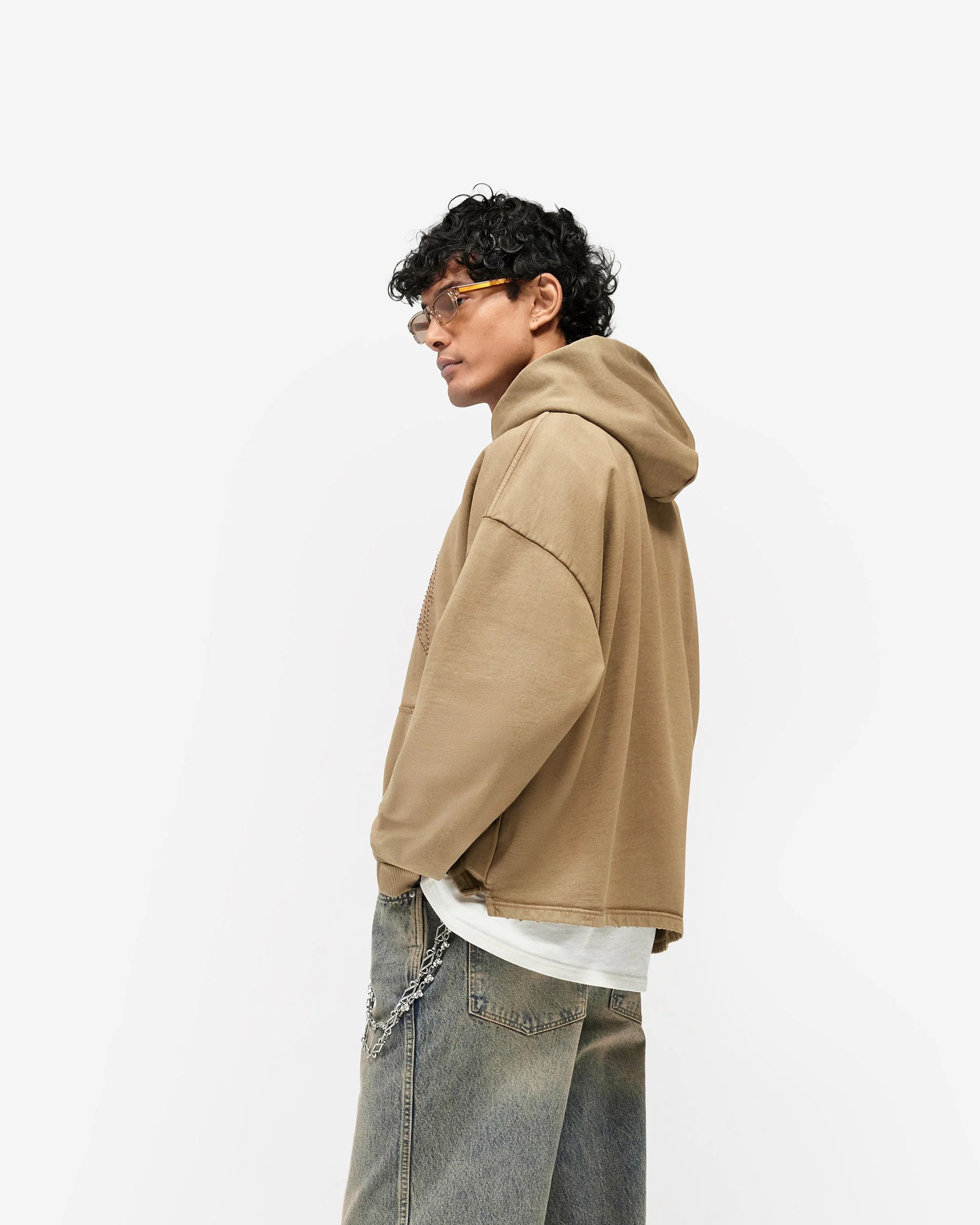 Represent Embellished Hoodie - Vintage Khaki - Image 4