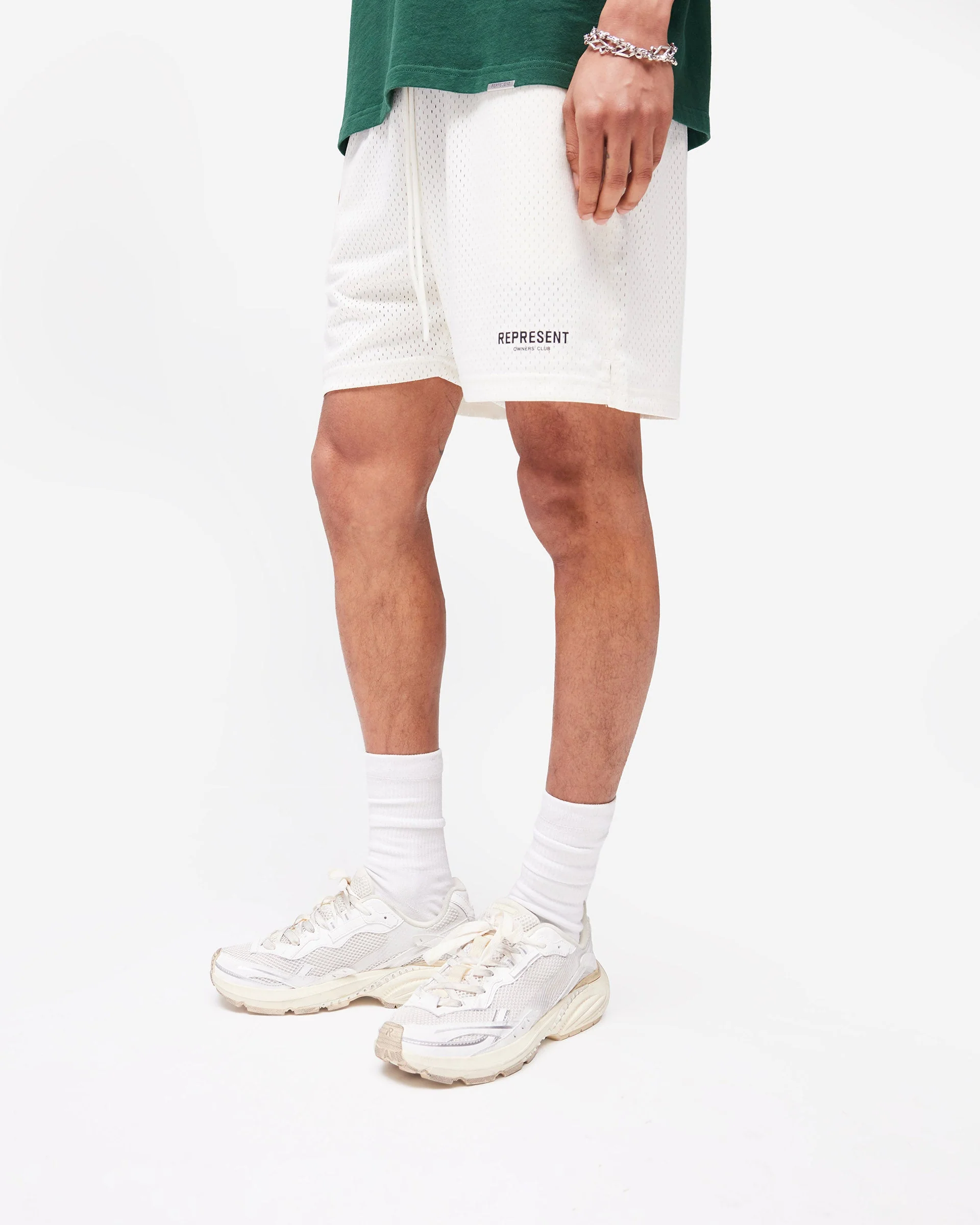 Represent Owners Club Mesh Shorts - Flat White - Image 2