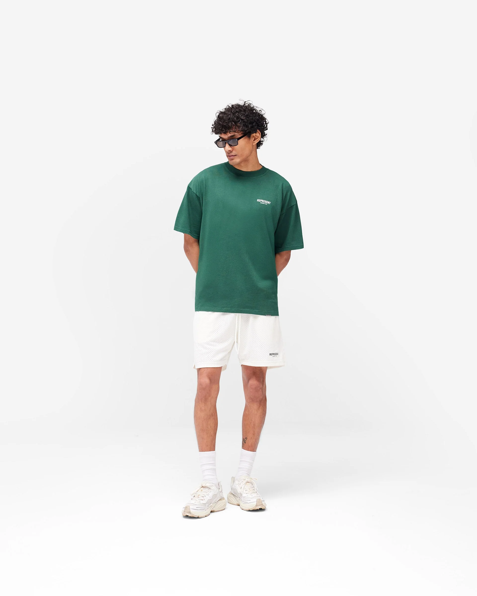Represent Owners Club Mesh Shorts - Flat White - Image 5