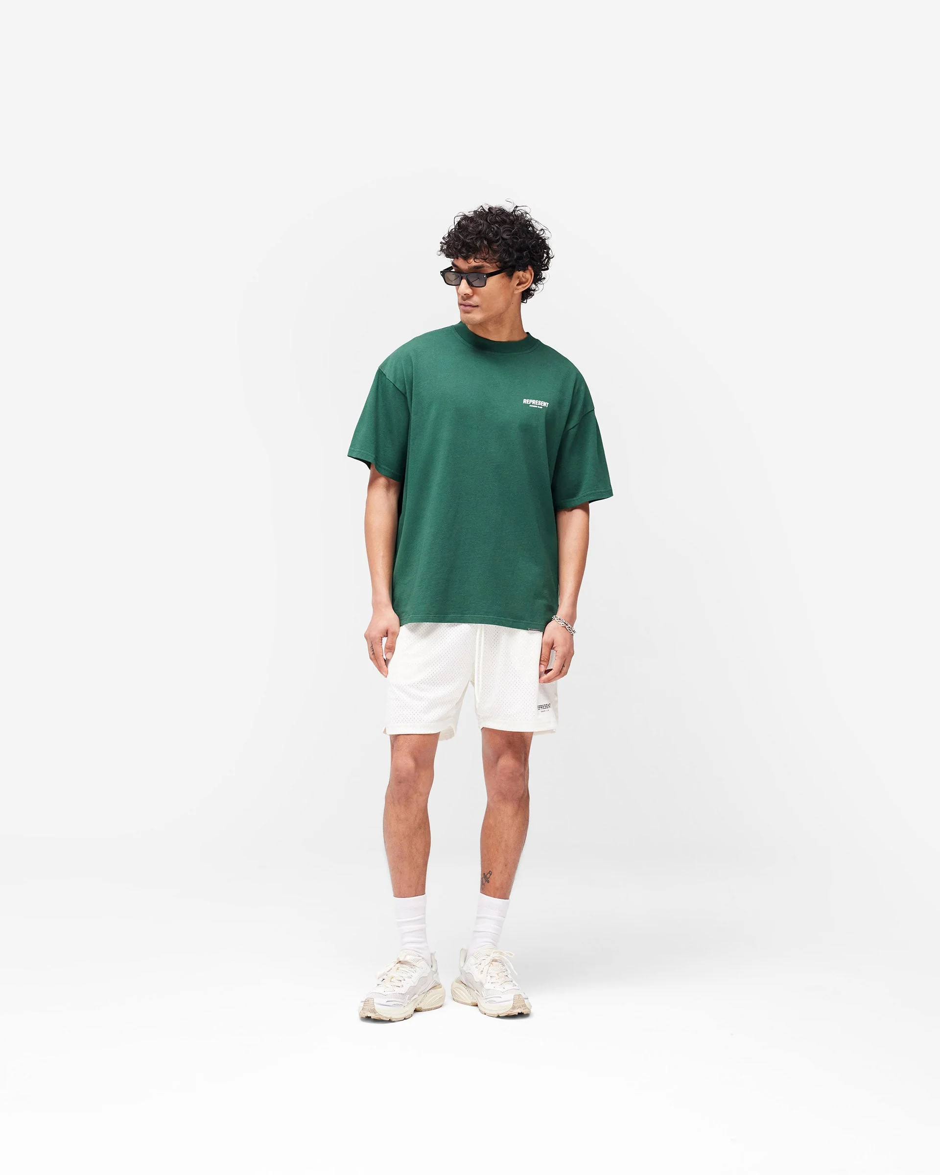 Represent Owners Club Mesh Shorts - Flat White - Image 6