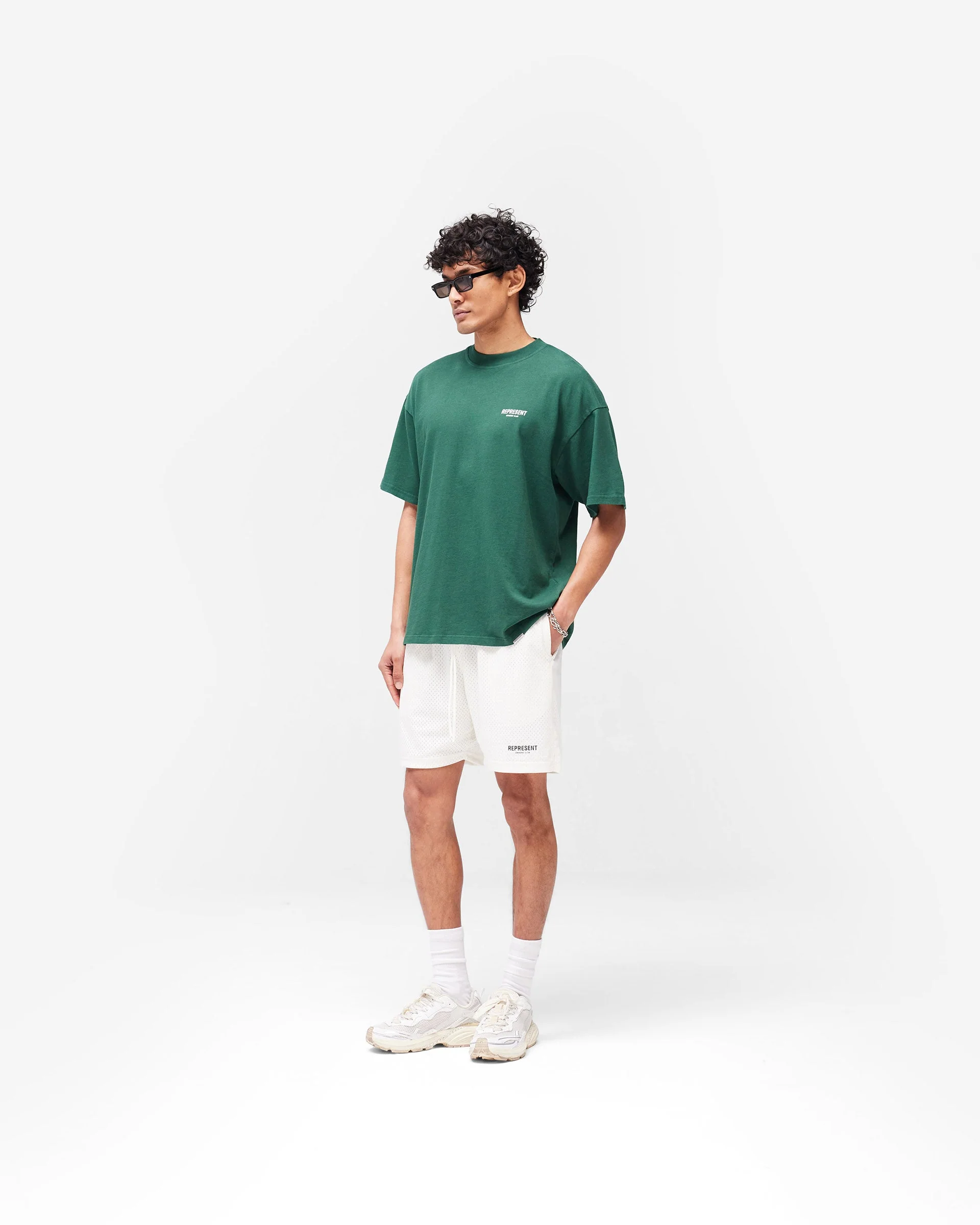 Represent Owners Club Mesh Shorts - Flat White - Image 7