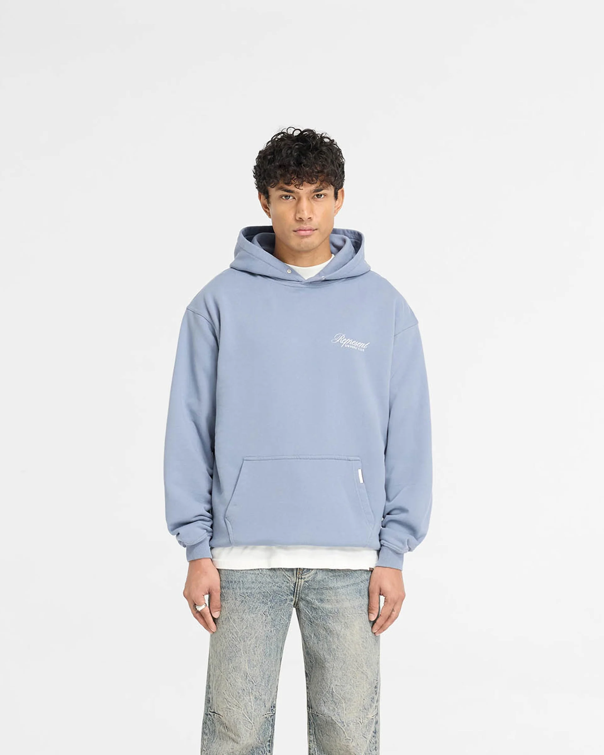 Represent Owners Club Script Hoodie - Dusty Blue - Image 3