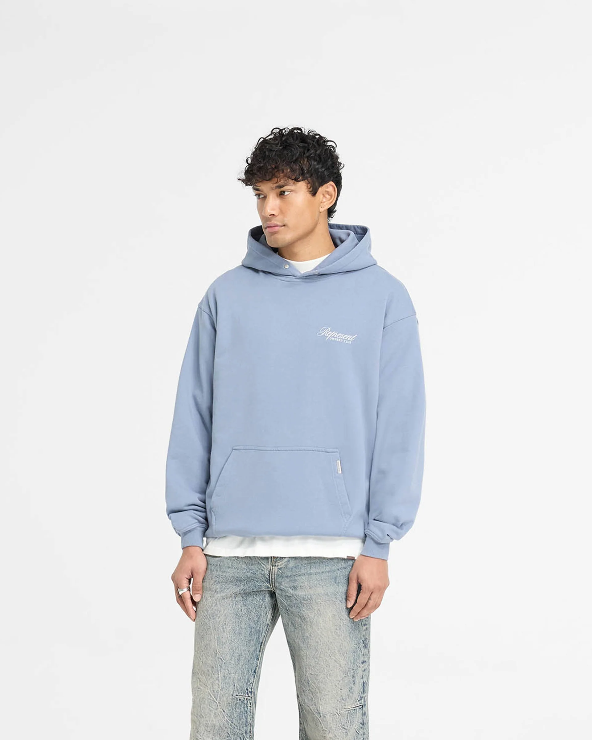 Represent Owners Club Script Hoodie - Dusty Blue - Image 4