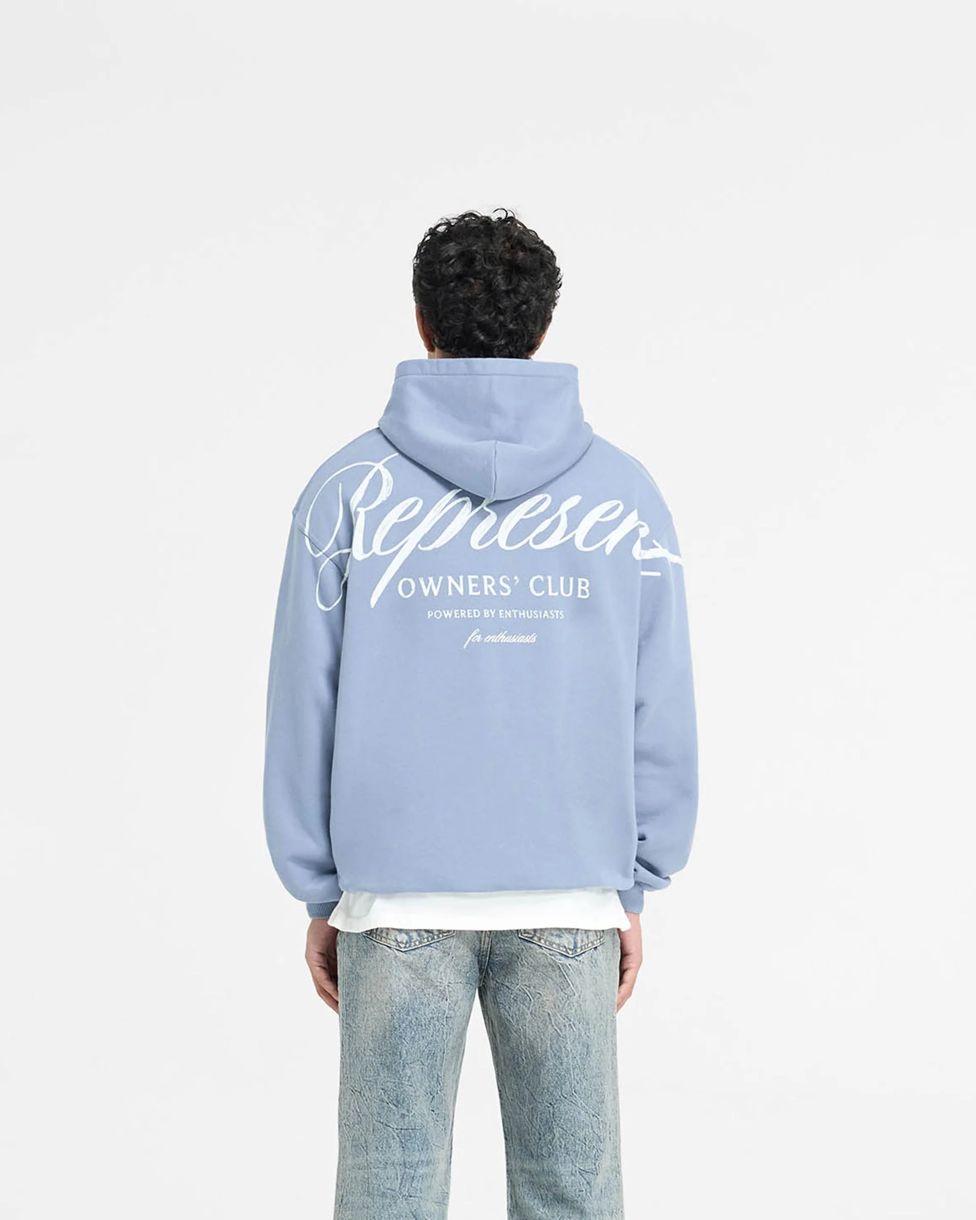 Represent Owners Club Script Hoodie - Dusty Blue - Image 5