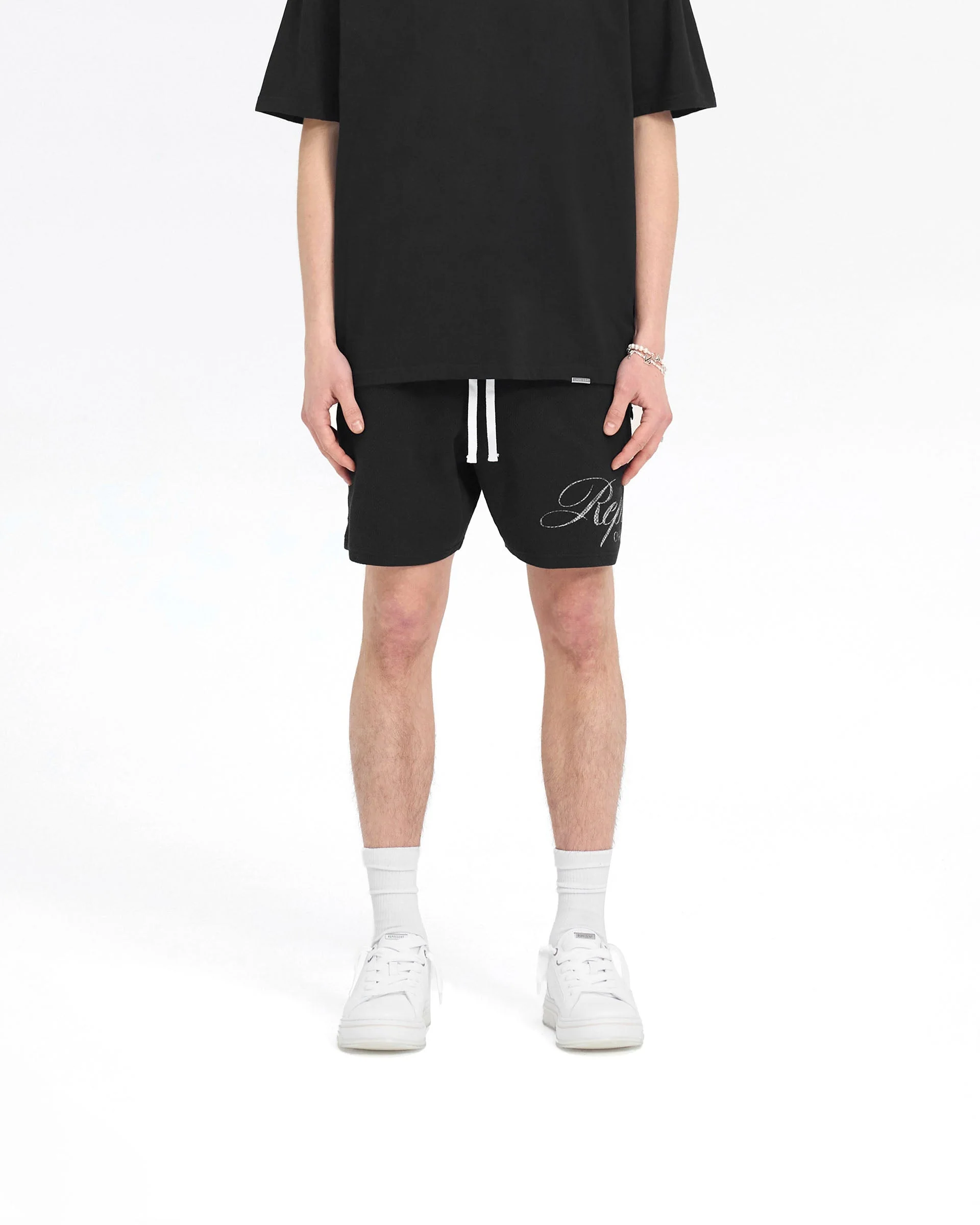 Represent Owners Club Script Mesh Shorts - Black - Image 3