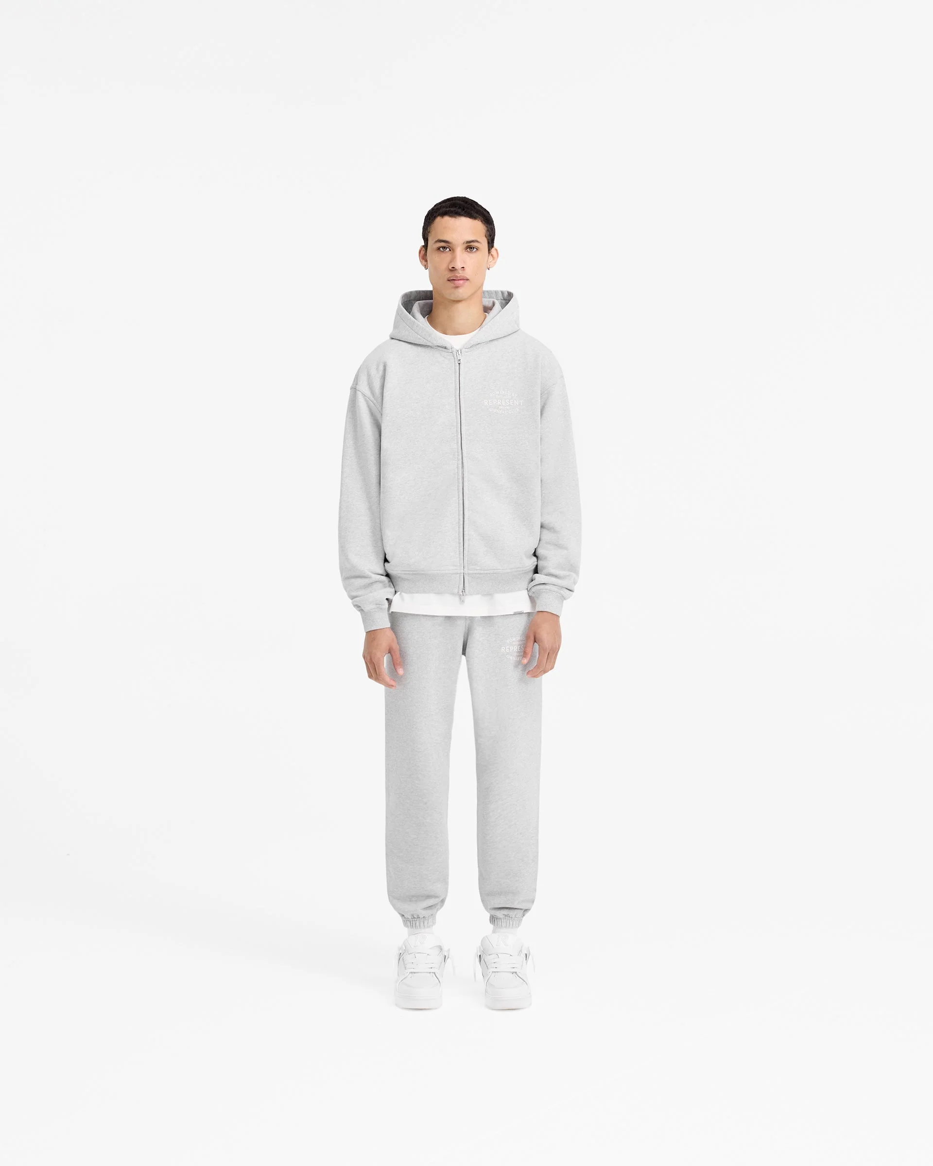 Represent Owners Club Stamp Zip Up Hoodie - Ash Grey - Image 6