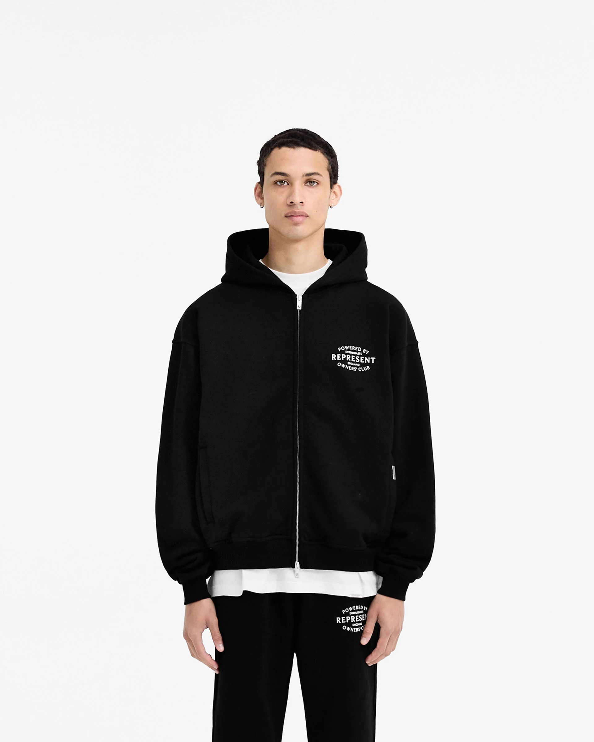 Represent Owners Club Stamp Zip Up Hoodie - Jet Black - Image 3