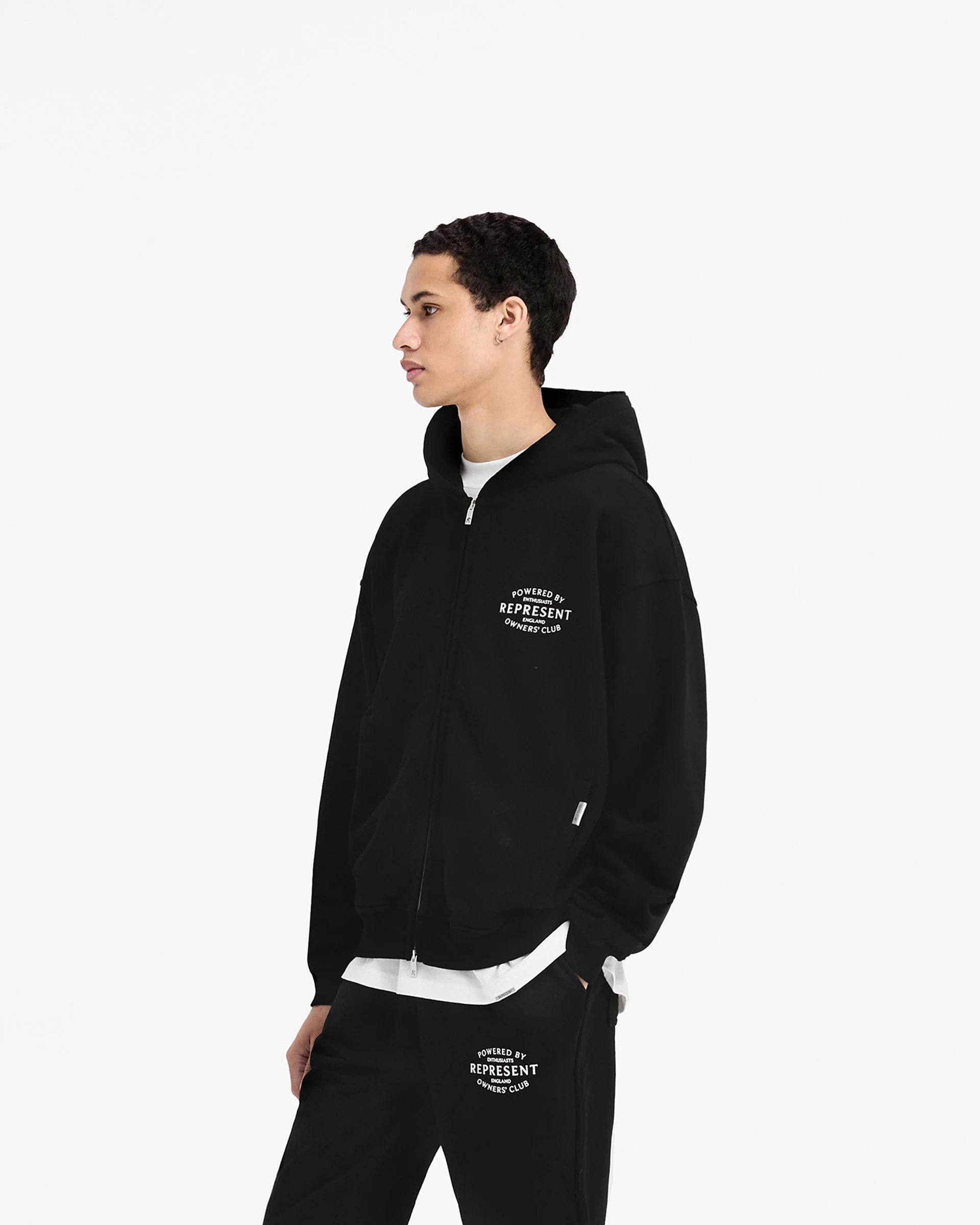 Represent Owners Club Stamp Zip Up Hoodie - Jet Black - Image 4