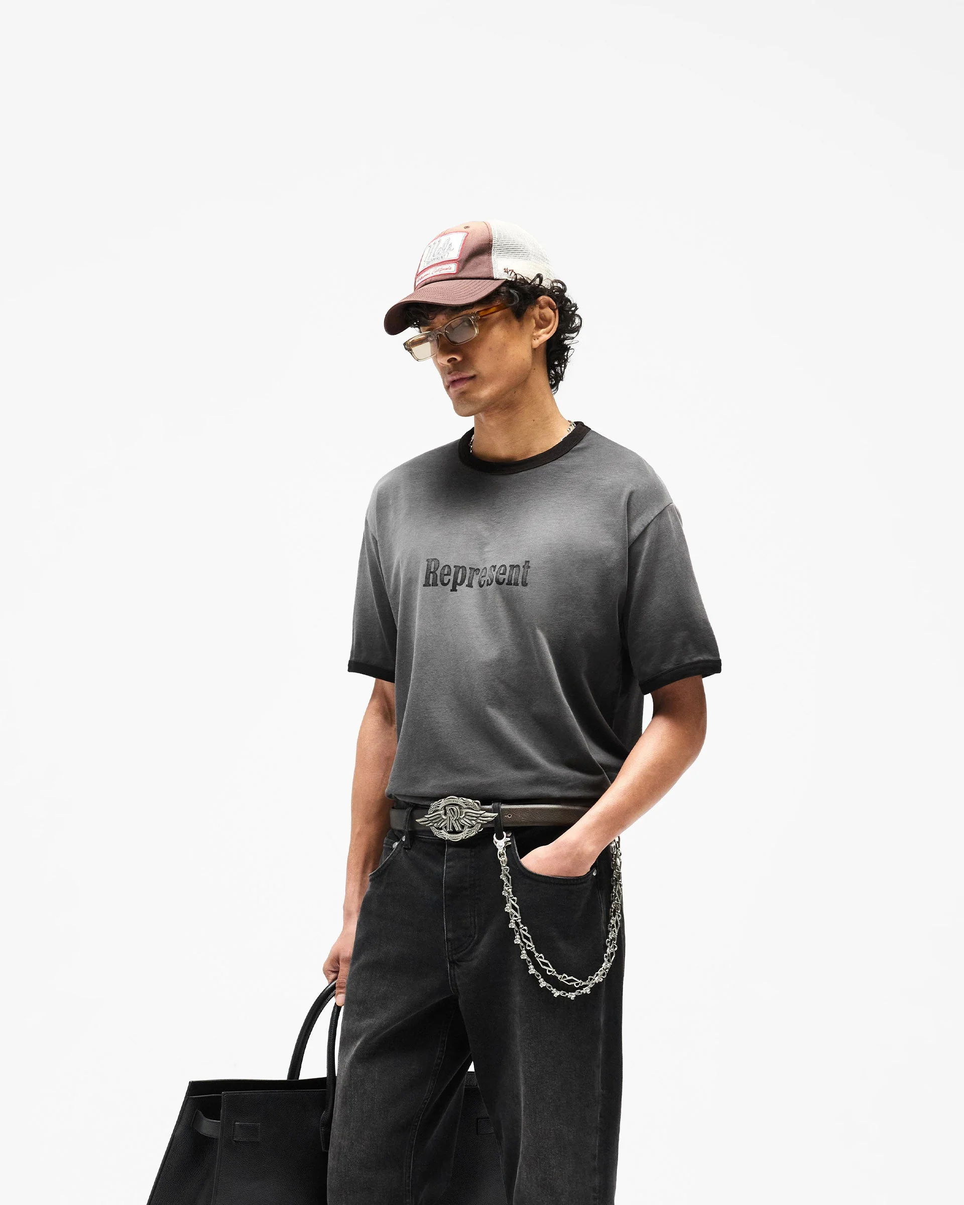 Represent Ringer T-Shirt - Stained Black - Image 2
