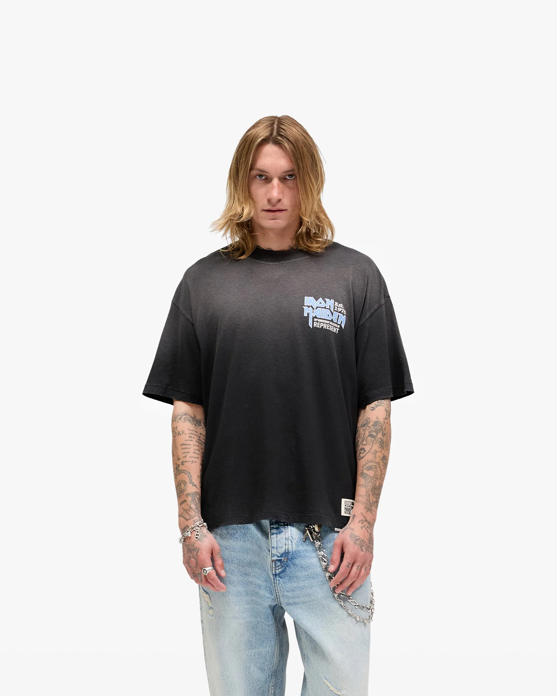Represent X Iron Maiden Anniversary T-Shirt - Stained Black - Image 3