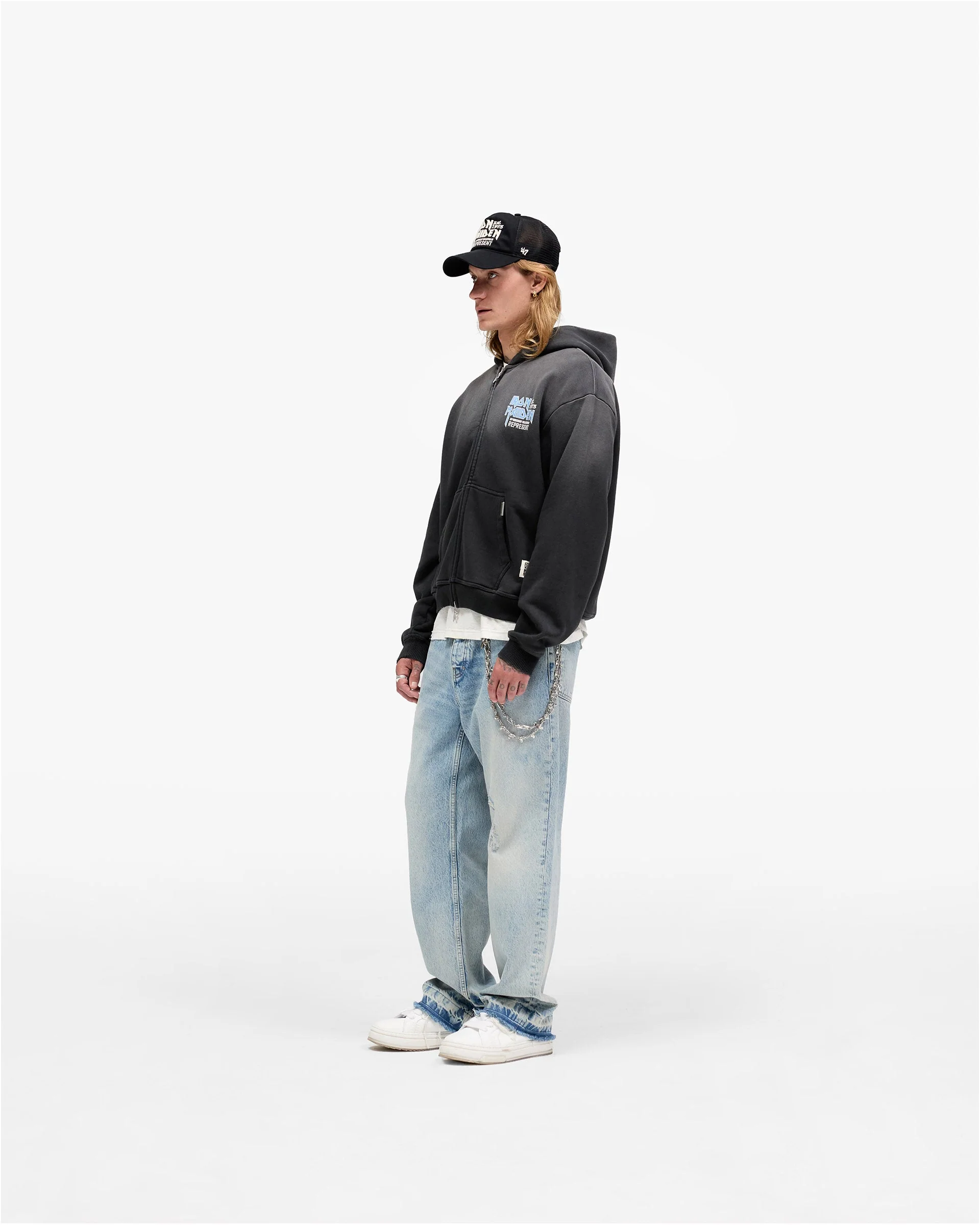 Represent X Iron Maiden Anniversary Zip Through Hoodie - Stained Black - Image 7