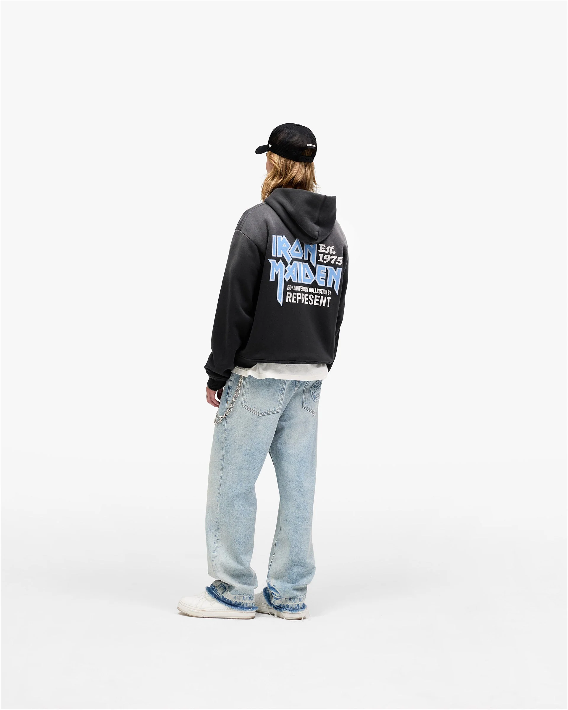 Represent X Iron Maiden Anniversary Zip Through Hoodie - Stained Black - Image 8