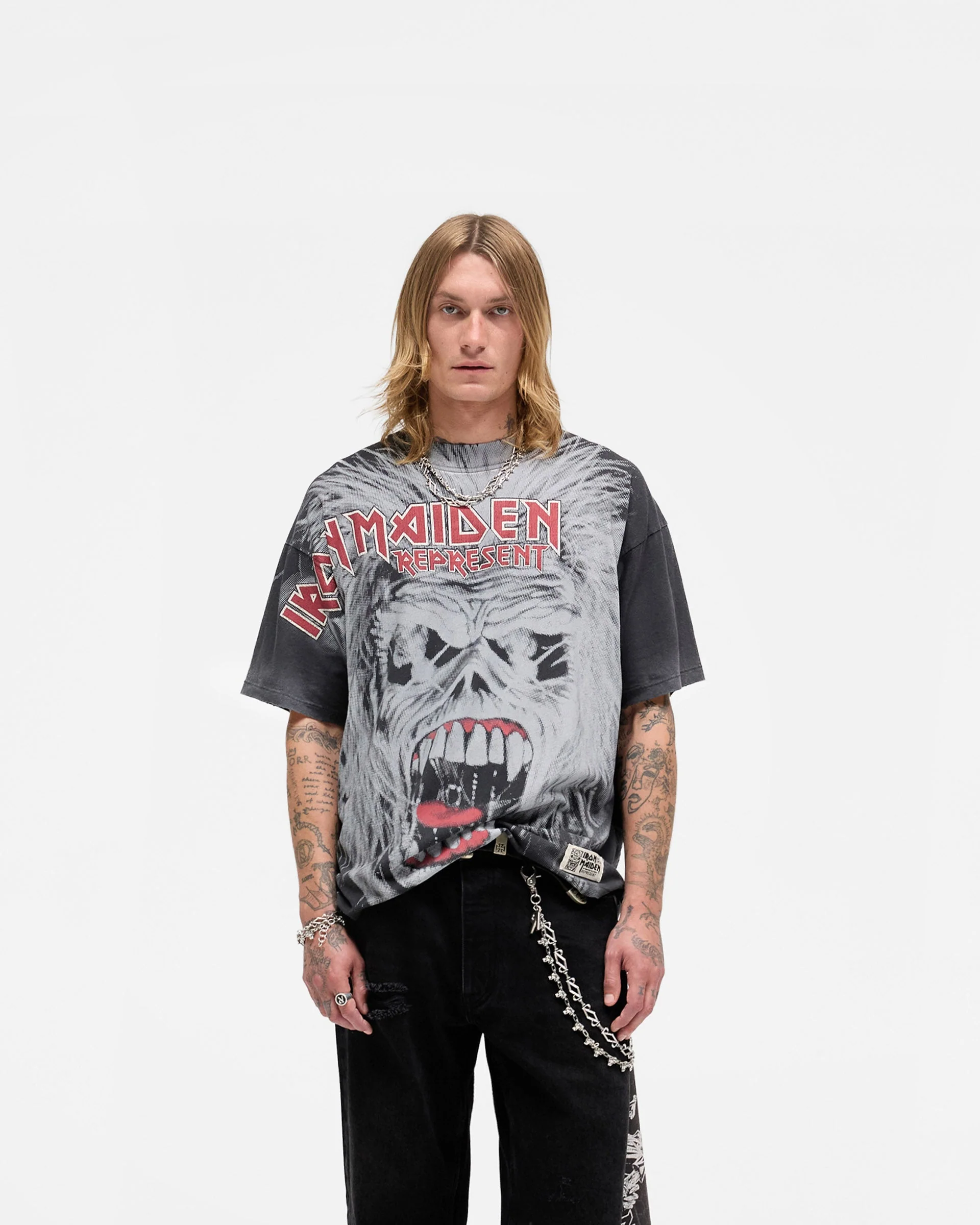 Represent X Iron Maiden British Metal T-Shirt - Stained Brown - Image 3