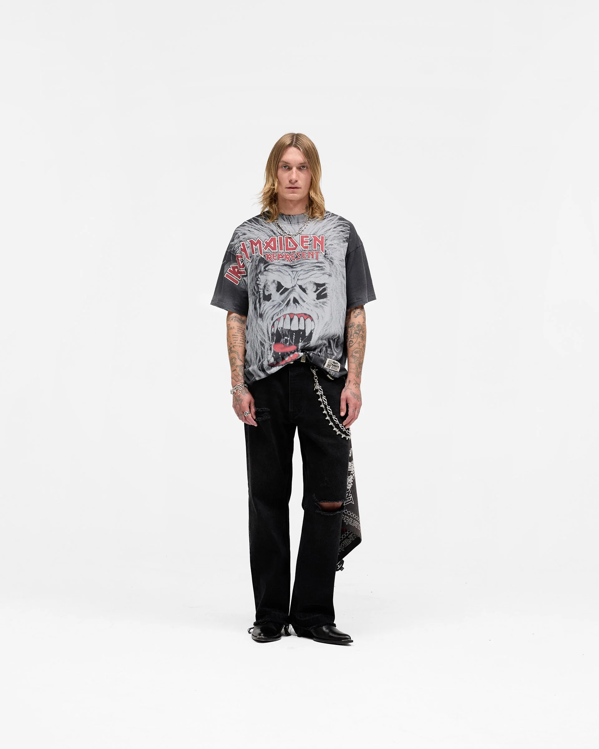 Represent X Iron Maiden British Metal T-Shirt - Stained Brown - Image 5
