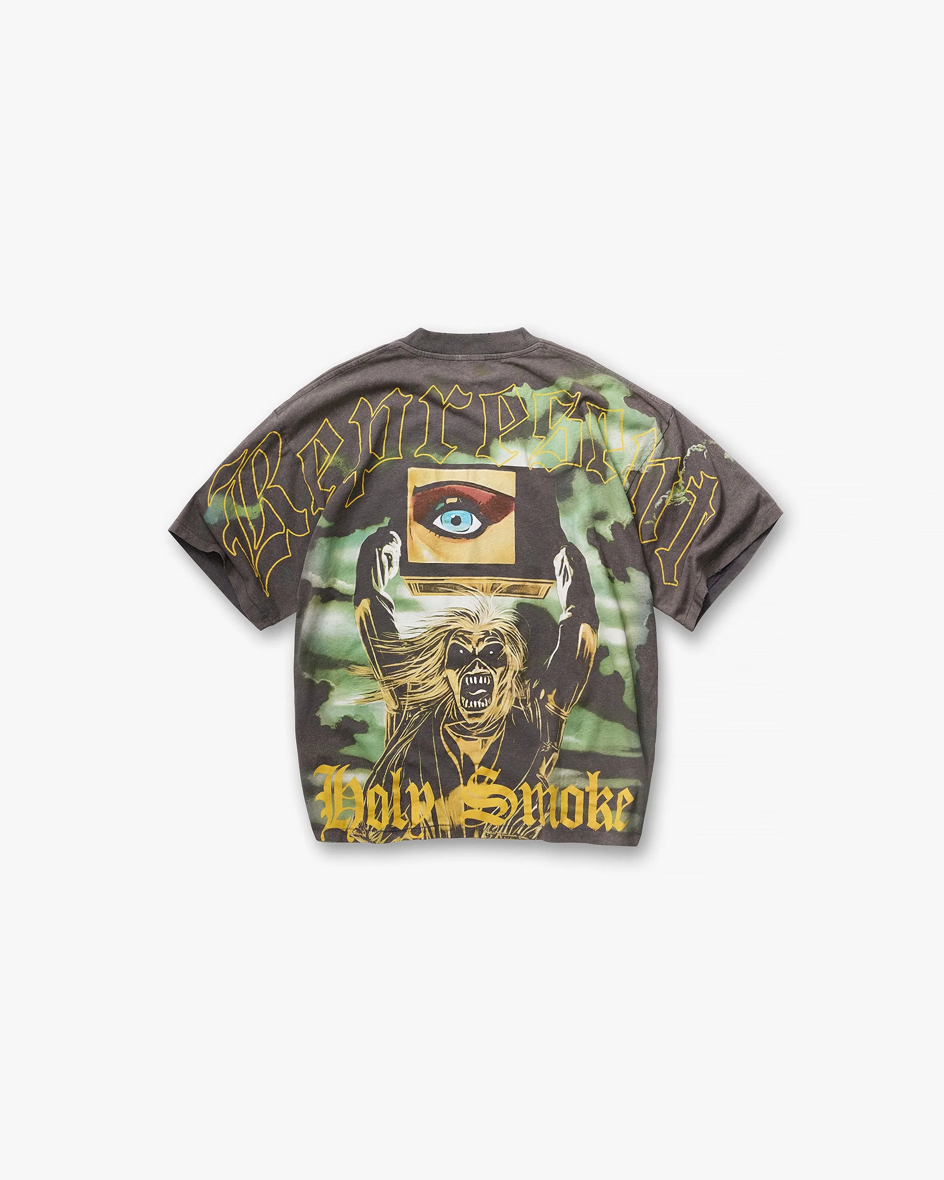 Represent X Iron Maiden Holy Smoke T-Shirt - Sunfade Grey - Image 2