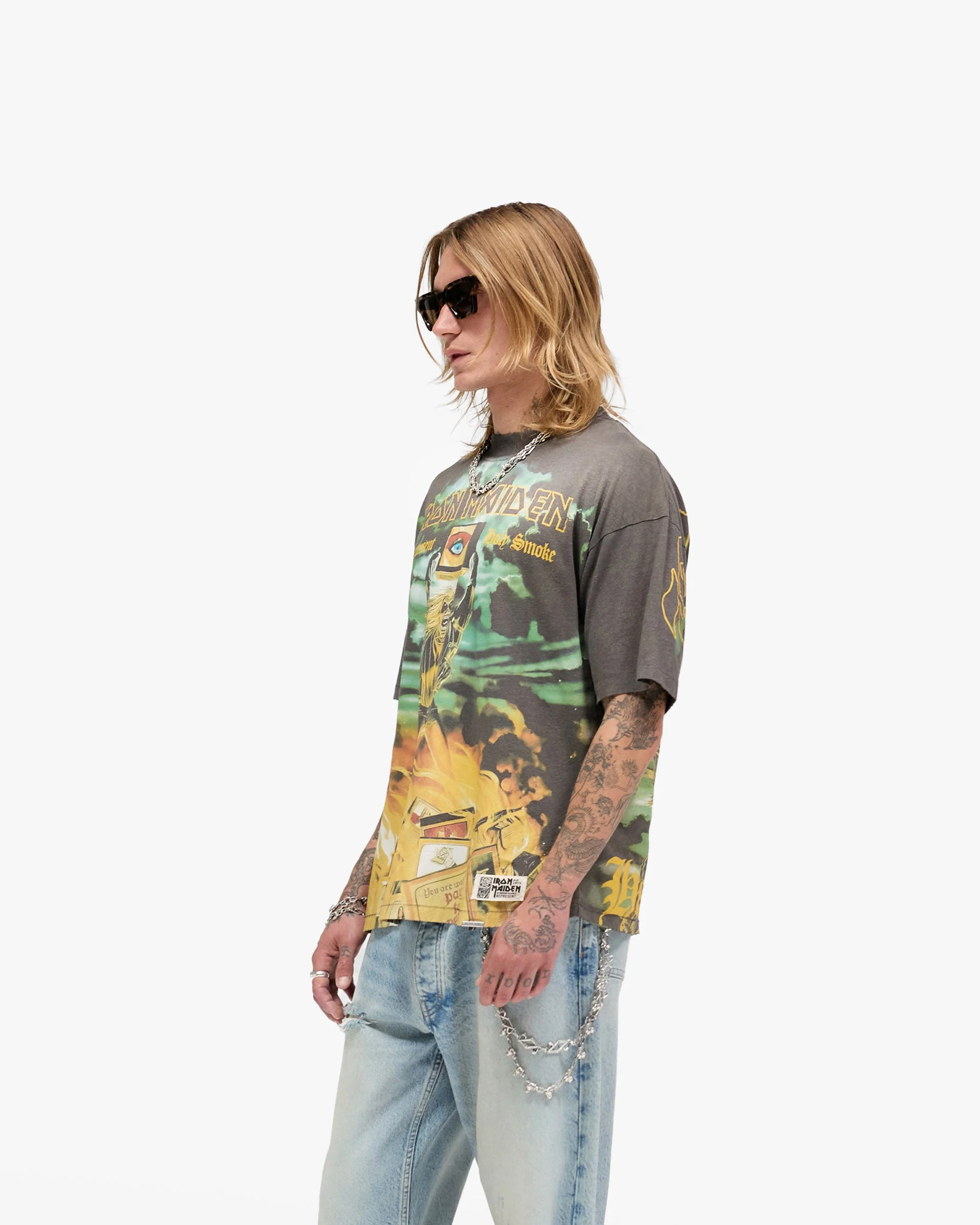 Represent X Iron Maiden Holy Smoke T-Shirt - Sunfade Grey - Image 4