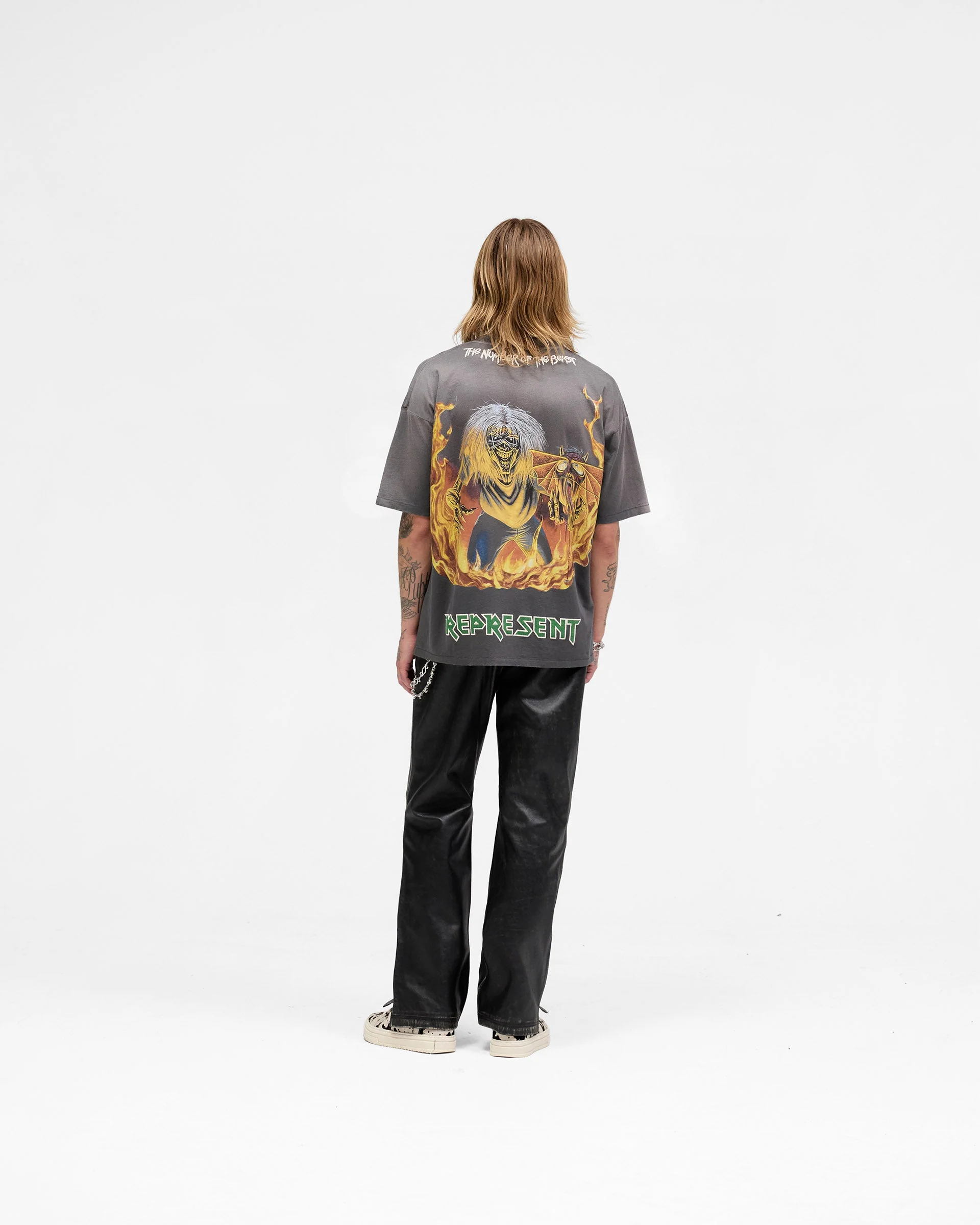 Represent X Iron Maiden Number Of Beast T-Shirt - Sunfade Grey - Image 10