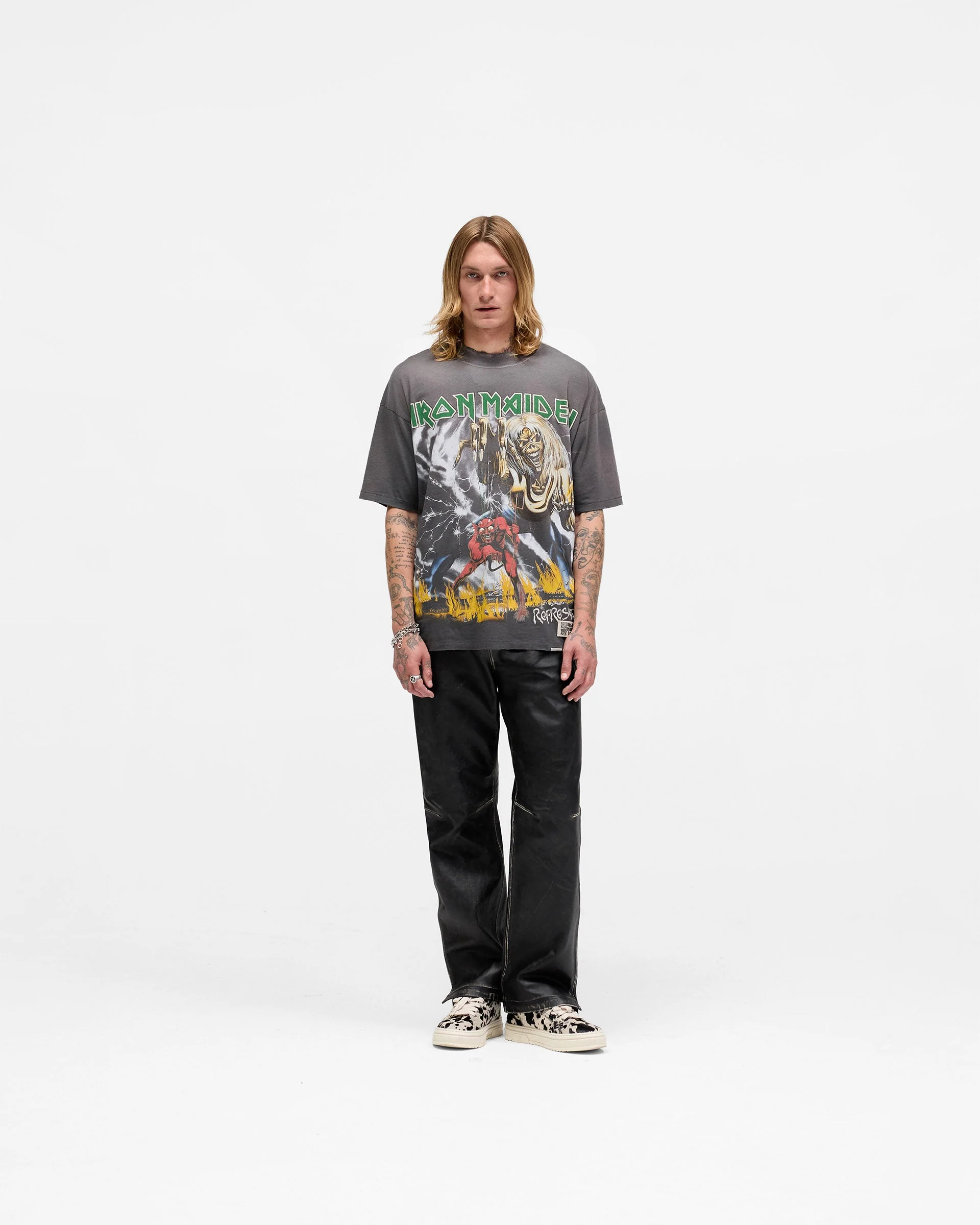 Represent X Iron Maiden Number Of Beast T-Shirt - Sunfade Grey - Image 8