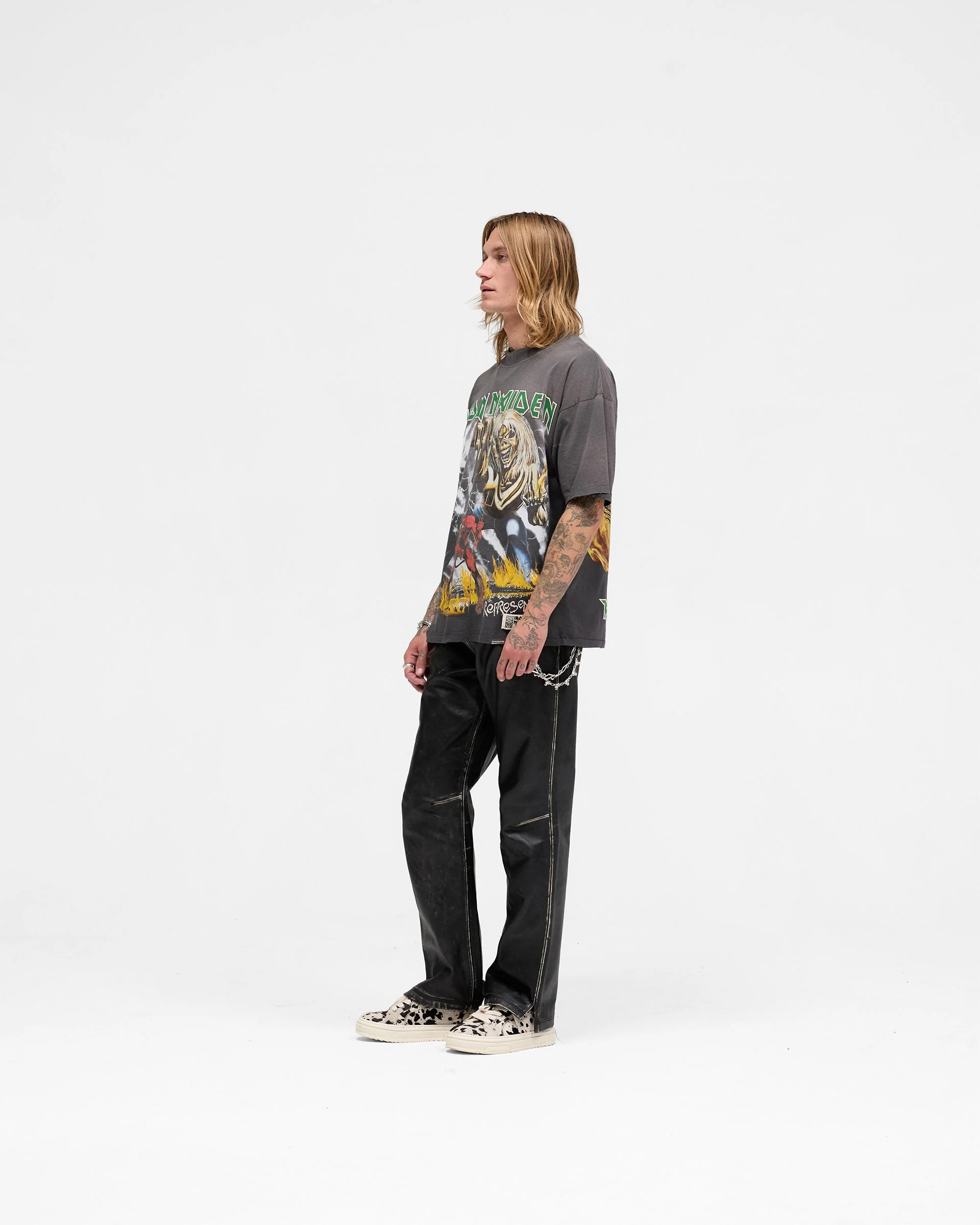 Represent X Iron Maiden Number Of Beast T-Shirt - Sunfade Grey - Image 9