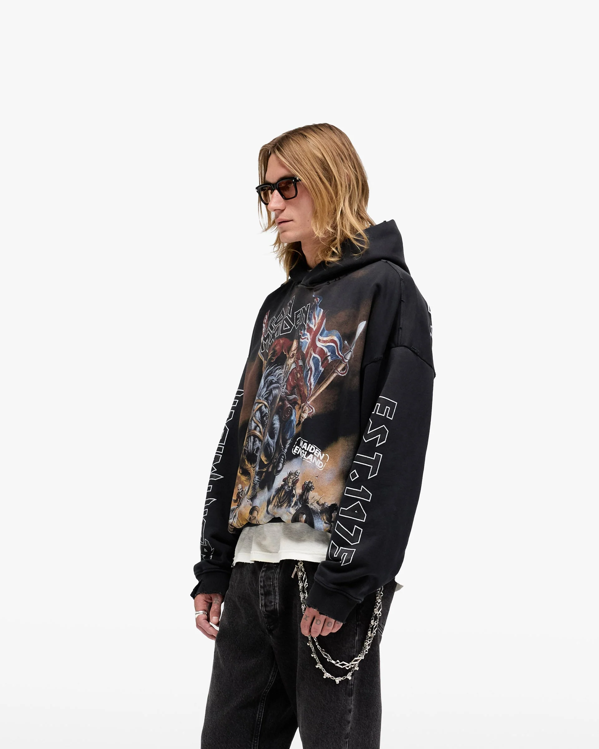 Represent X Iron Maiden Steed Hoodie - Stained Black - Image 4